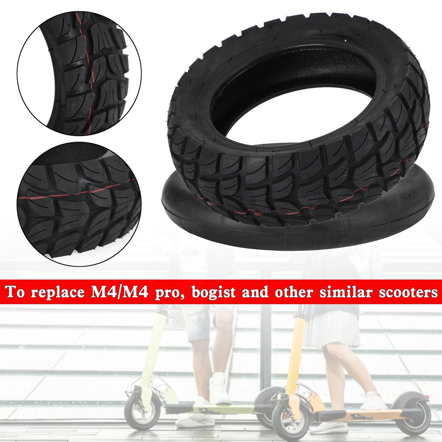 10x3 inch Off-Road Outer Tyre+Tube KUGOO M4 Zero etc 80/65-6 (Copy)
