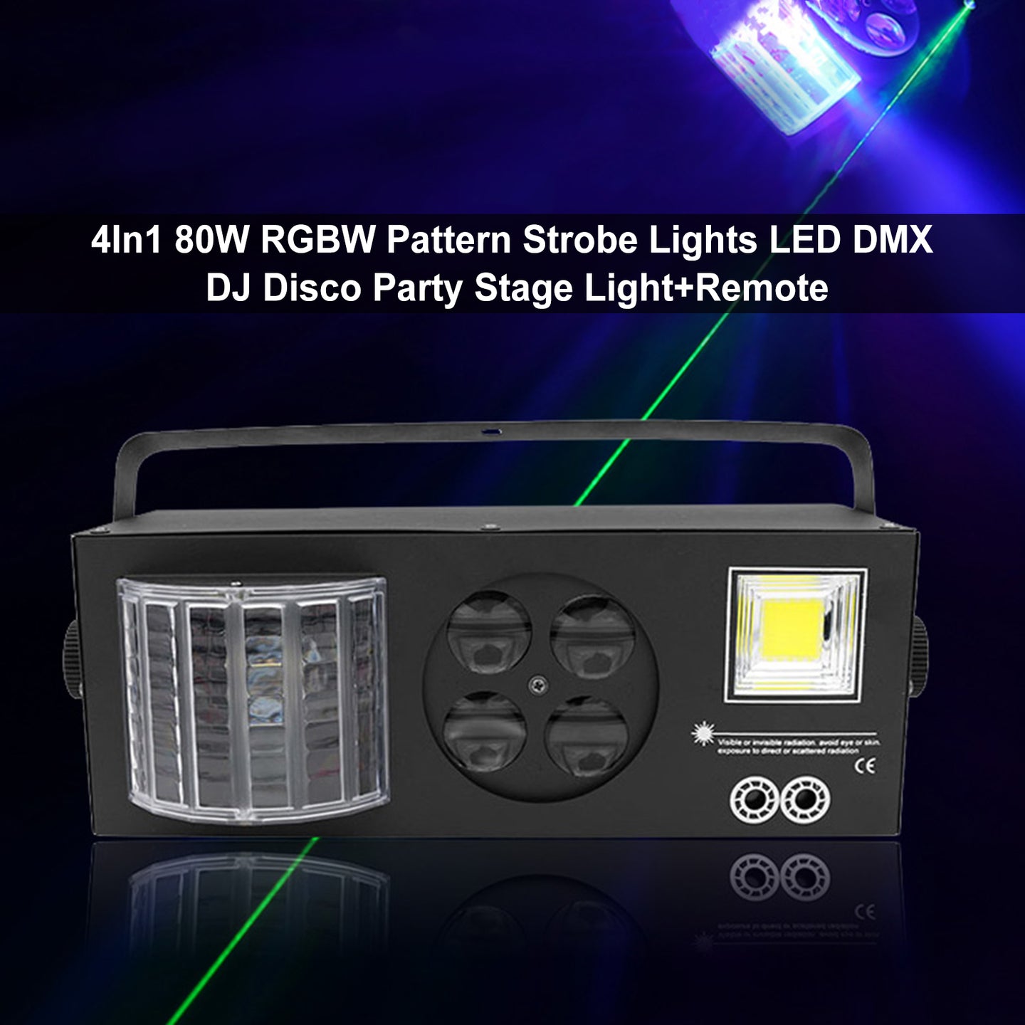 4-in-1 80W RGBW LED Stage Light with Pattern Strobe DMX DJ Disco Party Lighting + Remote