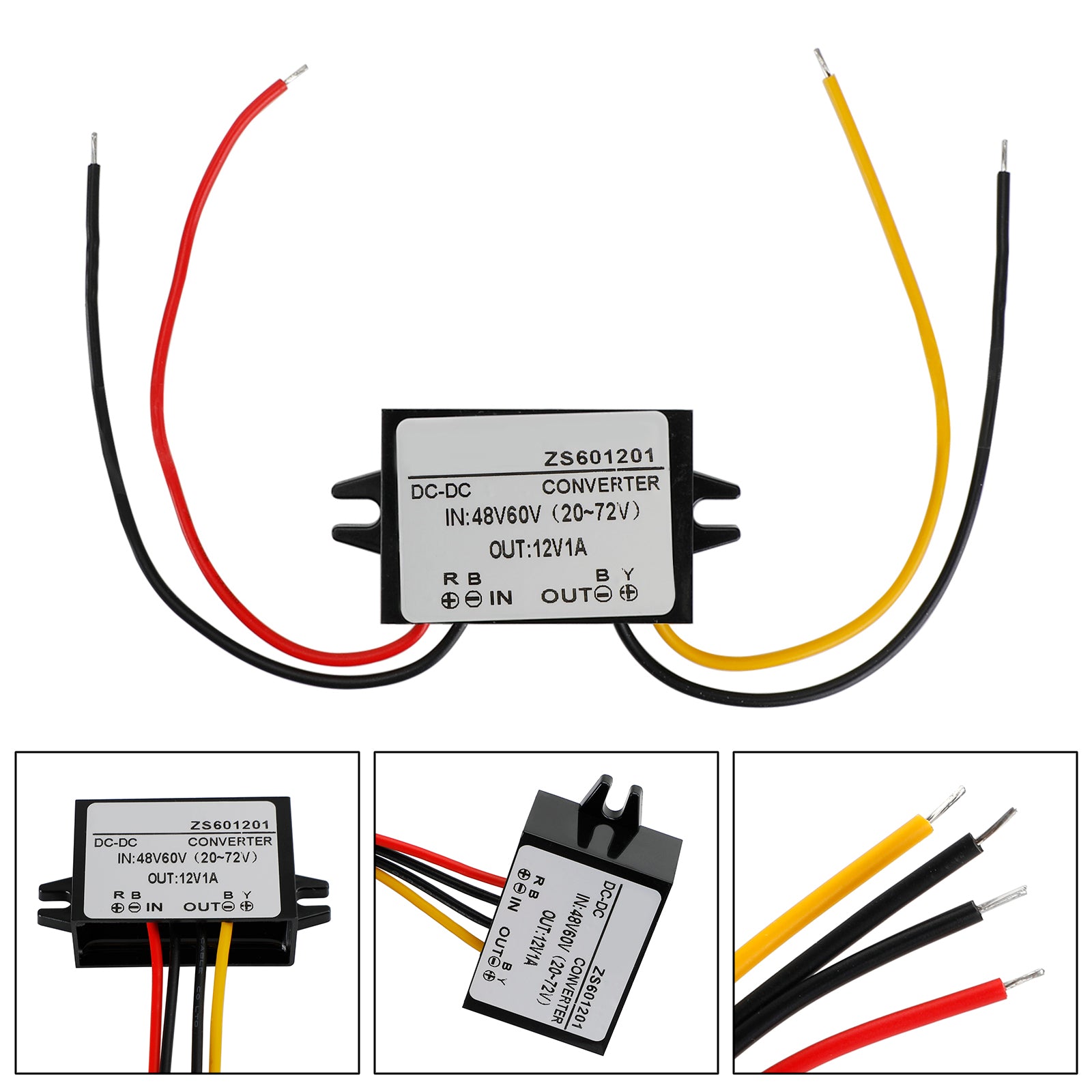 DC-DC Step Down Converter 20-72V to 12V 3A 36W, IP68 Waterproof Power Regulator for Golf Cart, Boat & Solar