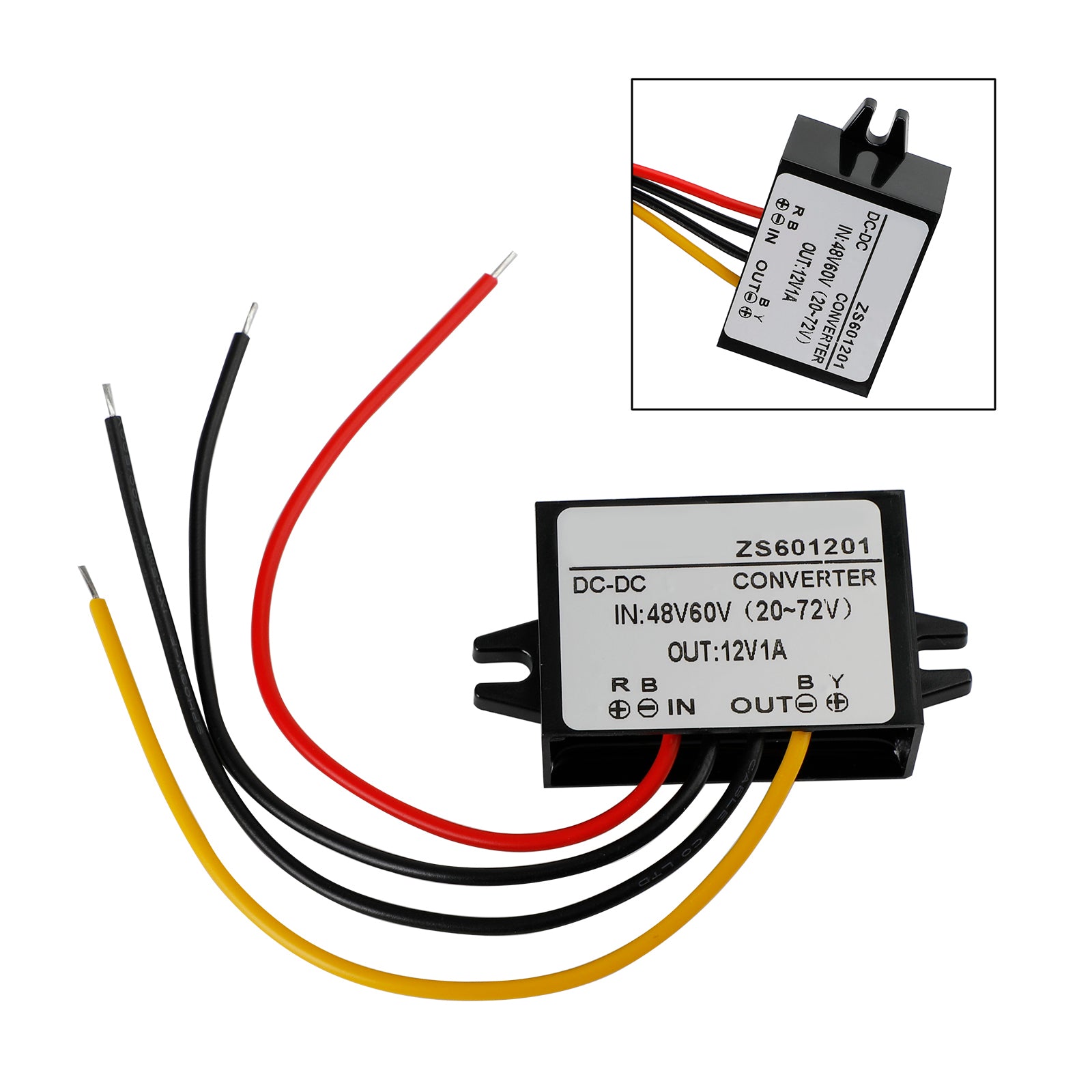 DC-DC Step Down Converter 20-72V to 12V 3A 36W, IP68 Waterproof Power Regulator for Golf Cart, Boat & Solar