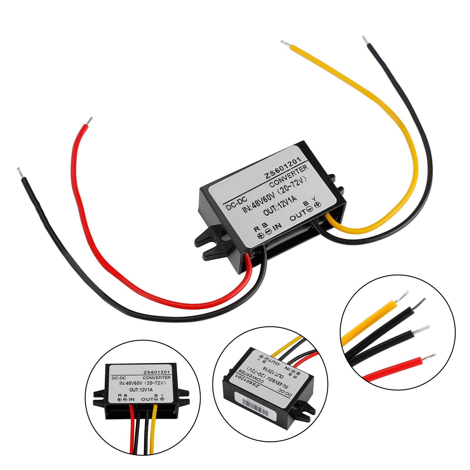 DC-DC Step Down Converter 20-72V to 12V 3A 36W, IP68 Waterproof Power Regulator for Golf Cart, Boat & Solar
