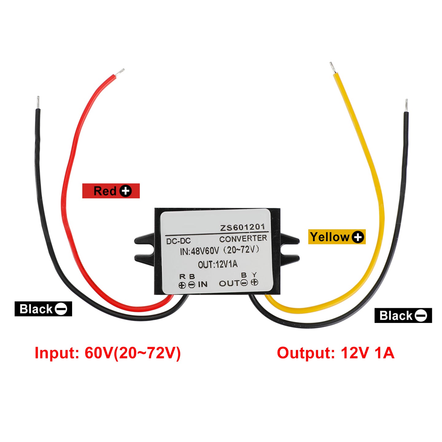 DC-DC Step Down Converter 20-72V to 12V 3A 36W, IP68 Waterproof Power Regulator for Golf Cart, Boat & Solar