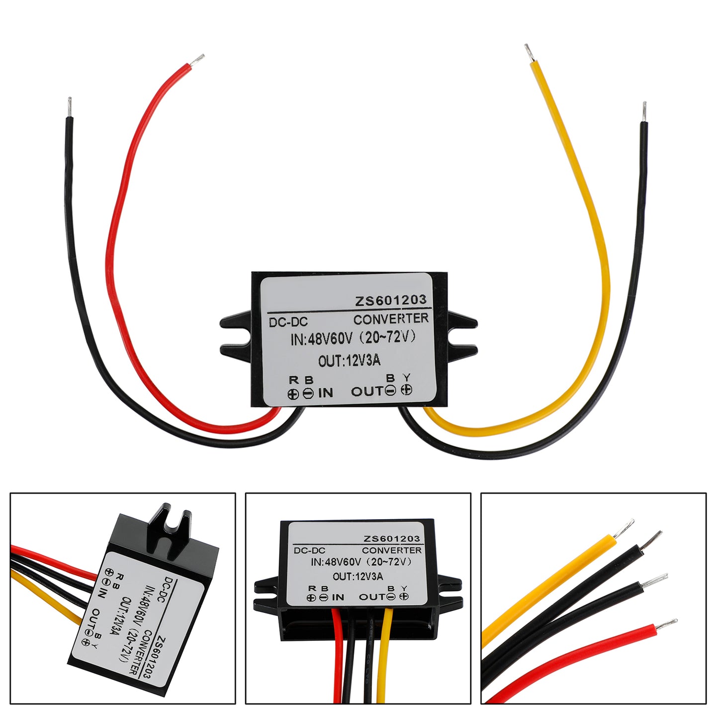 Waterproof DC-DC Converter 60V Step Down to 12V Car Power Supply Module, 3A