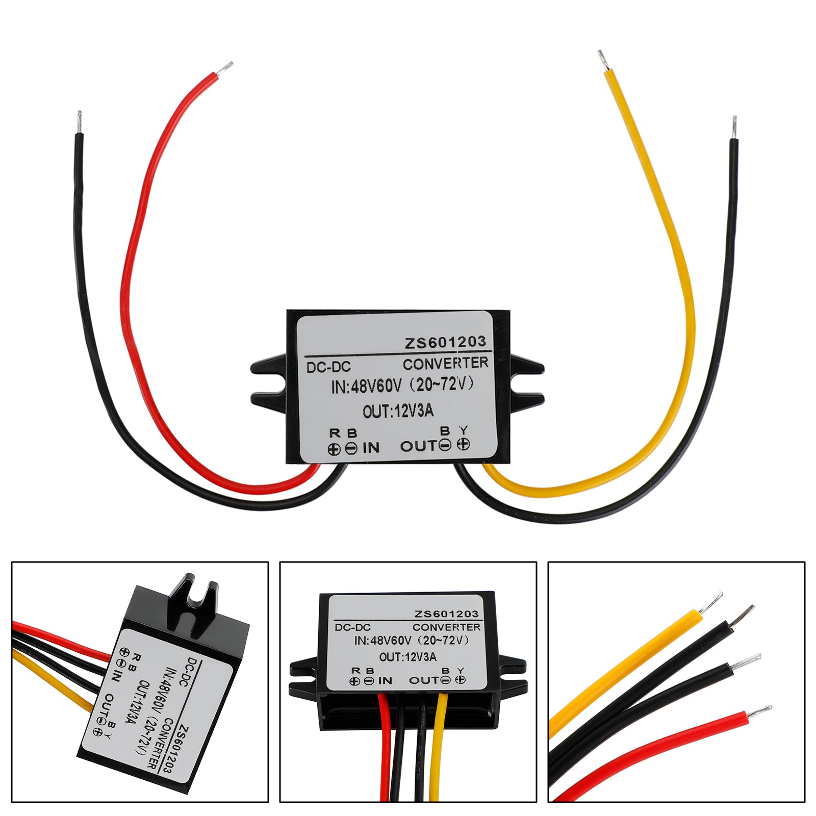 Waterproof DC-DC Converter 60V Step Down to 12V Car Power Supply Module, 3A