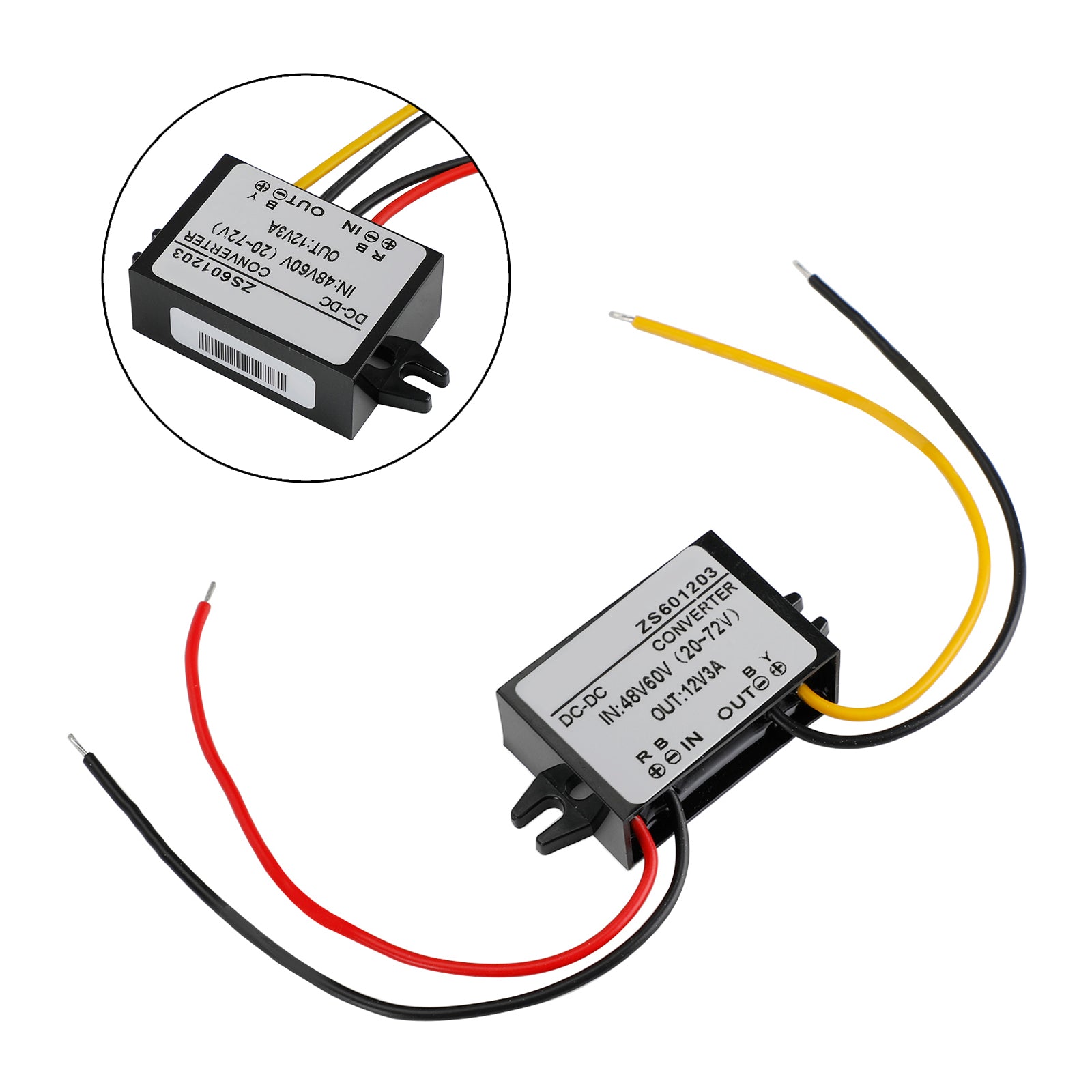 Waterproof DC-DC Converter 60V Step Down to 12V Car Power Supply Module, 3A