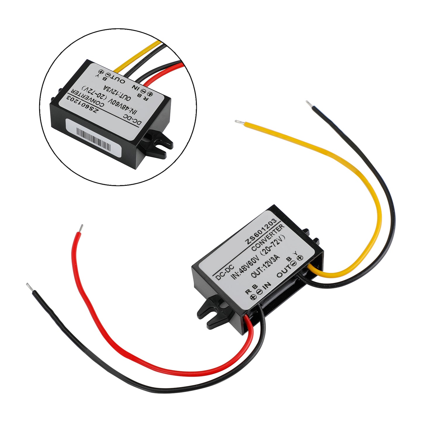 Waterproof DC-DC Converter 60V Step Down to 12V Car Power Supply Module, 3A