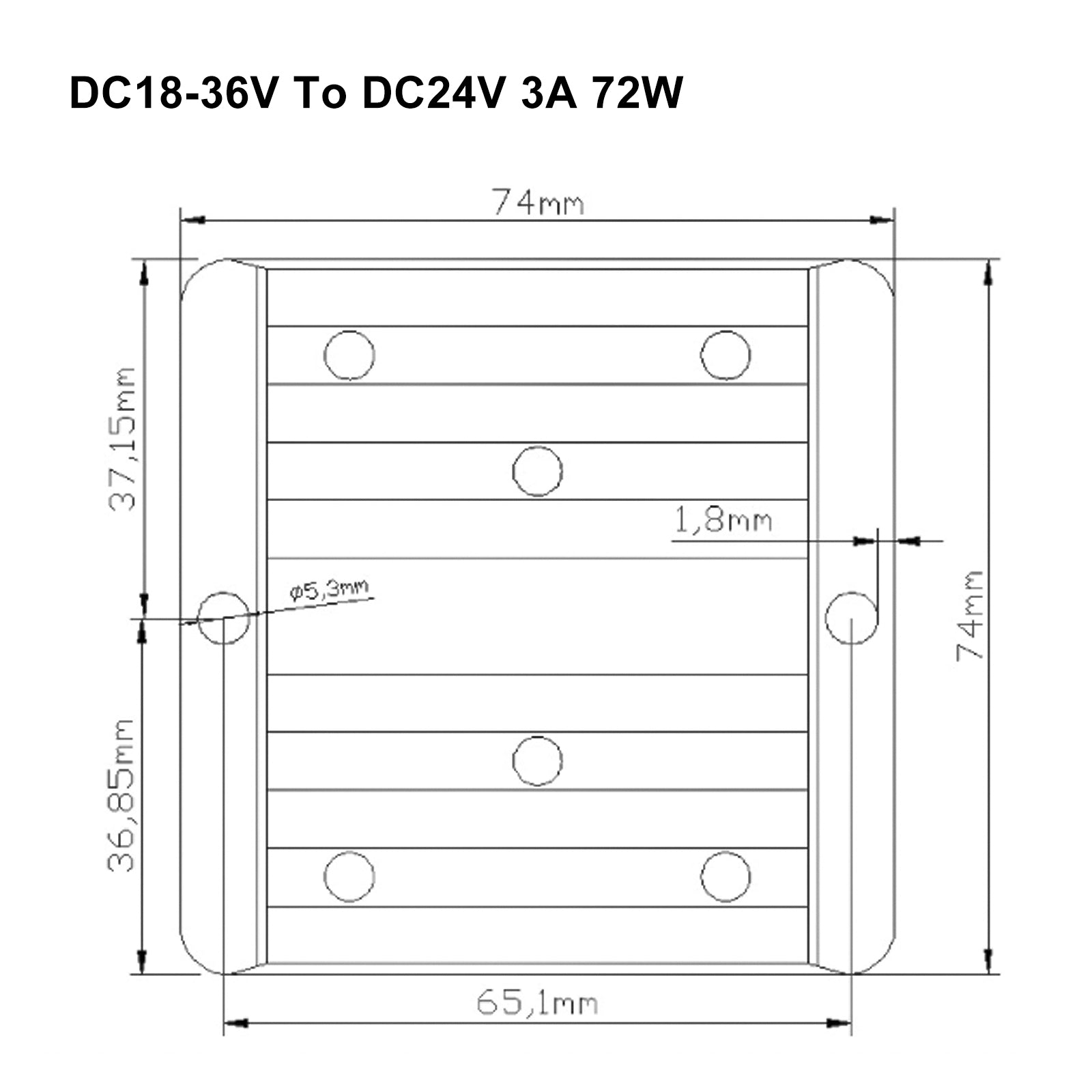 Waterproof DC 18-36VV To DC 24V 3A Voltage Stabilizer Car Power Supply Regulator
