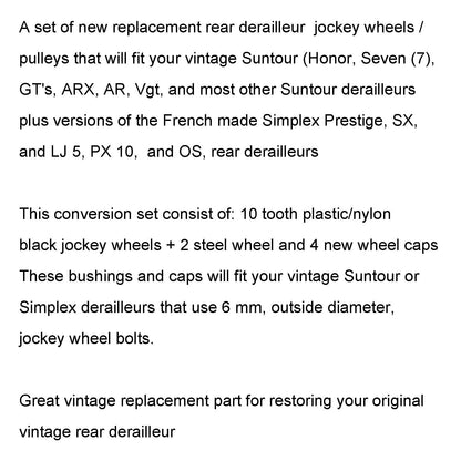 6mm Jockey Wheel Pulley Kit Vintage Simplex Suntour Derailleur (Copy)
