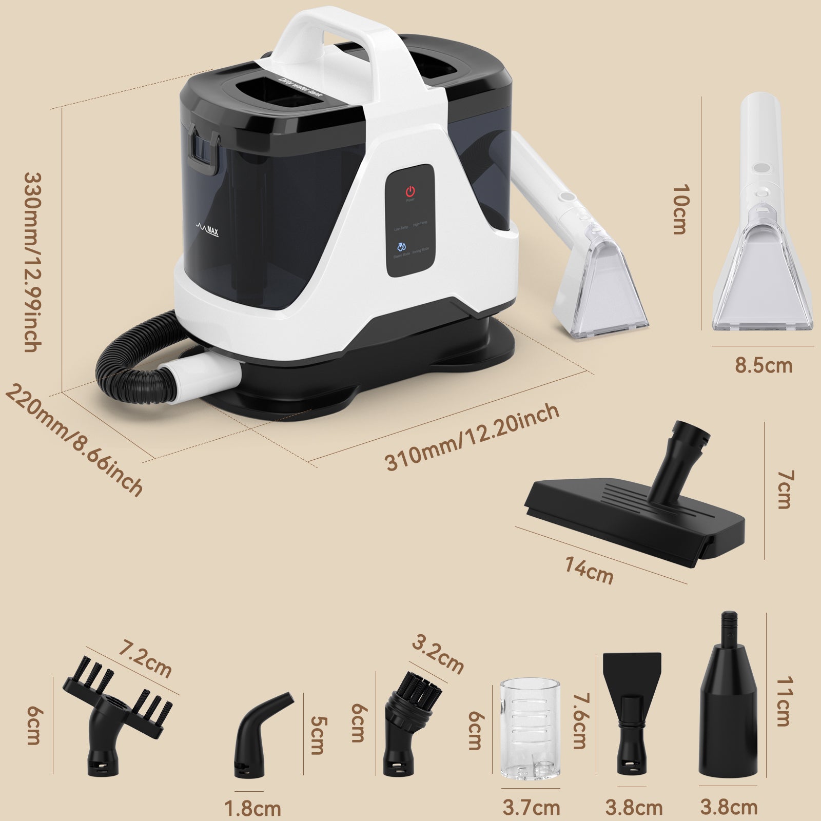 1700W High Power Steam Cleaner Portable Carpet and Upholstery Stain Remover