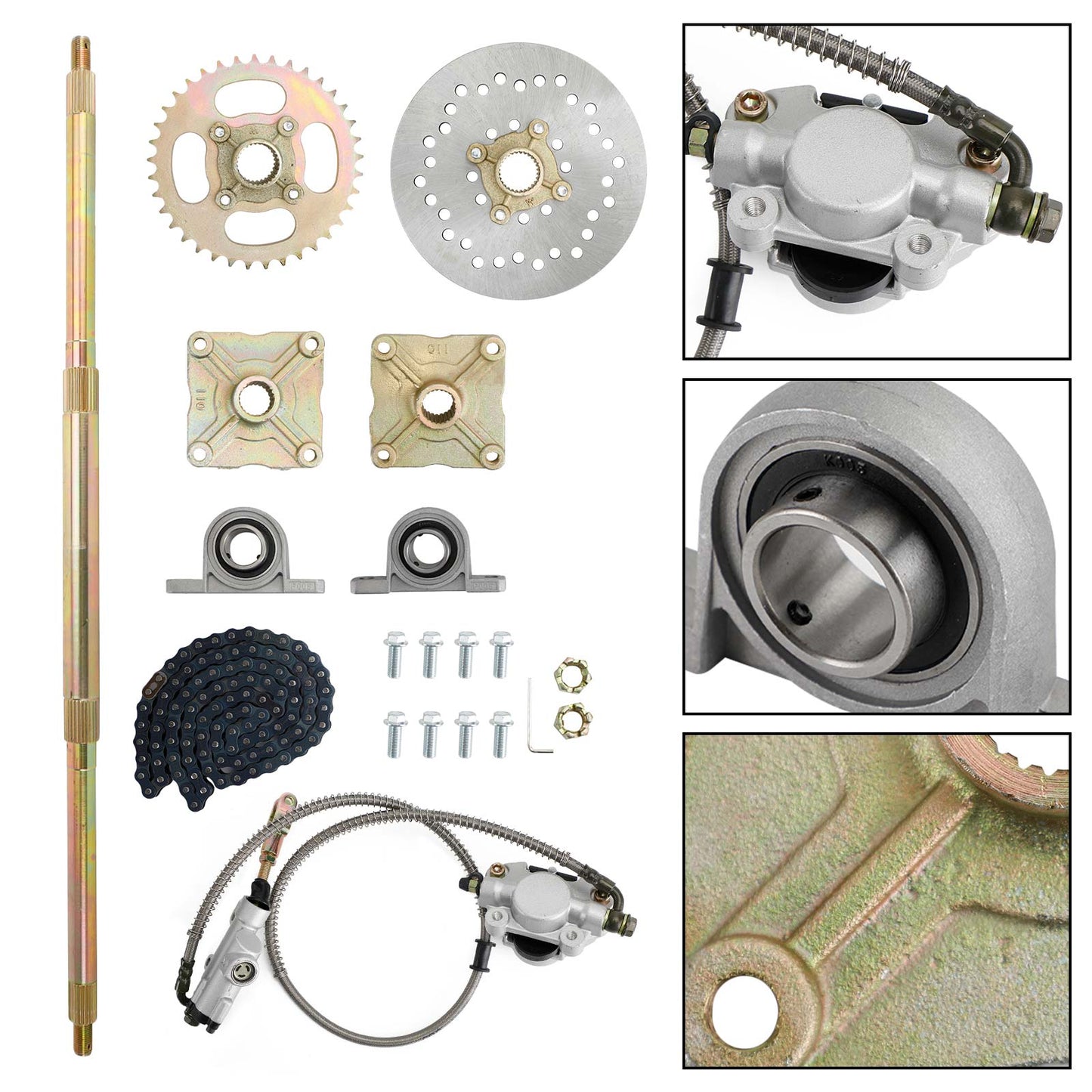 32 inch ATV Quad Go Kart Rear Live Axle Kit Sprocket Brake Hub