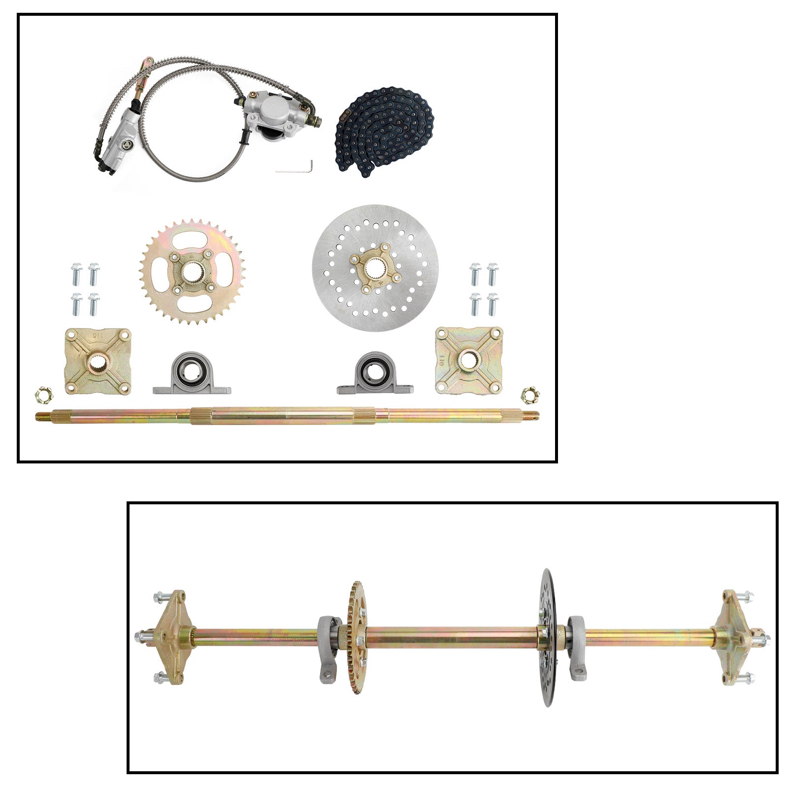 32" Rear Live Axle Kit with Sprocket, Brake & Wheel Hub – Replacement for ATV, Quad & Go Kart