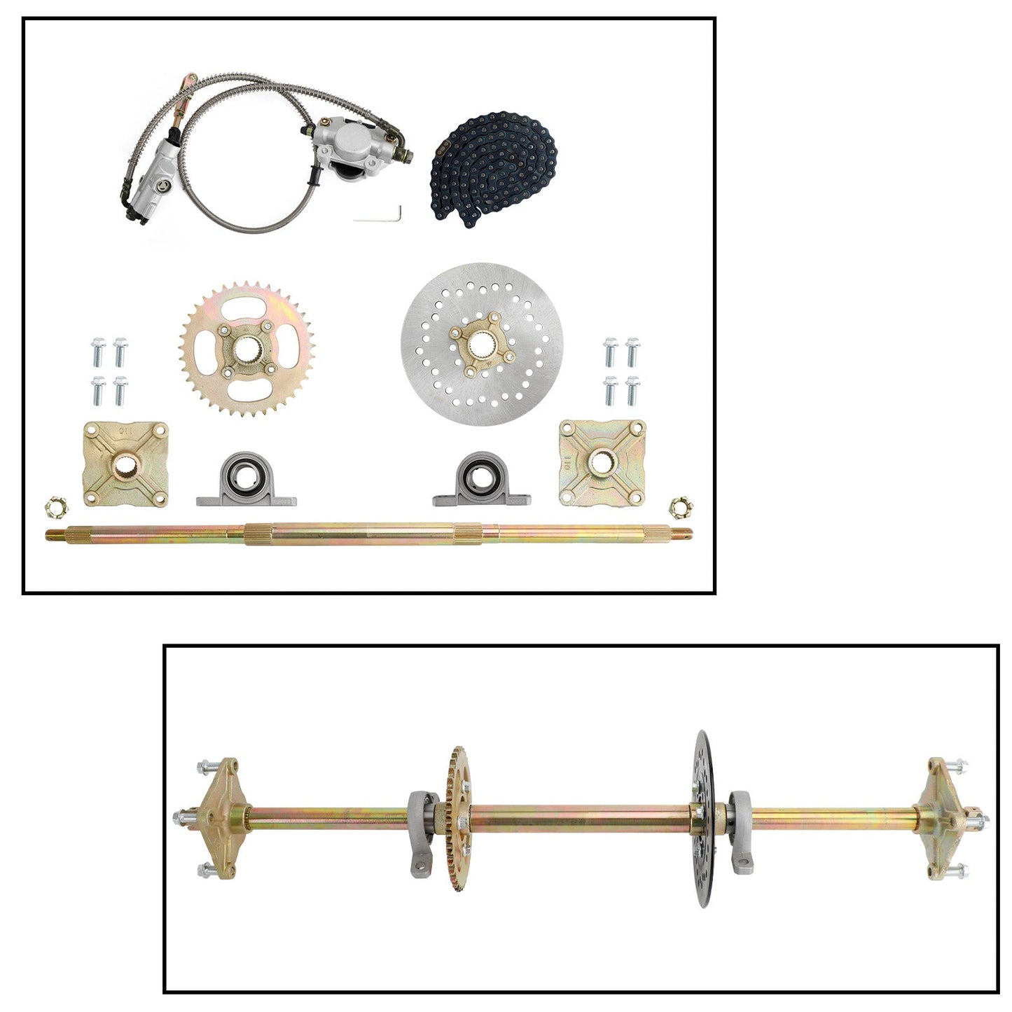 32 inch ATV Quad Go Kart Rear Live Axle Kit Sprocket Brake Hub