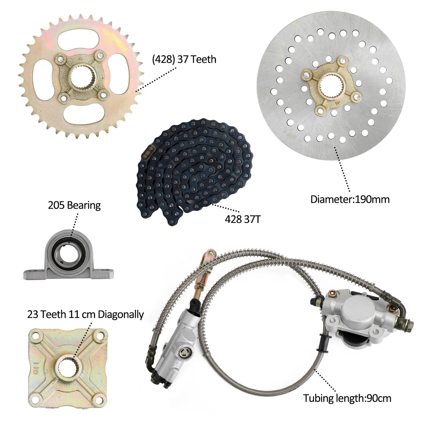 32" Rear Live Axle Kit with Sprocket, Brake & Wheel Hub – Replacement for ATV, Quad & Go Kart