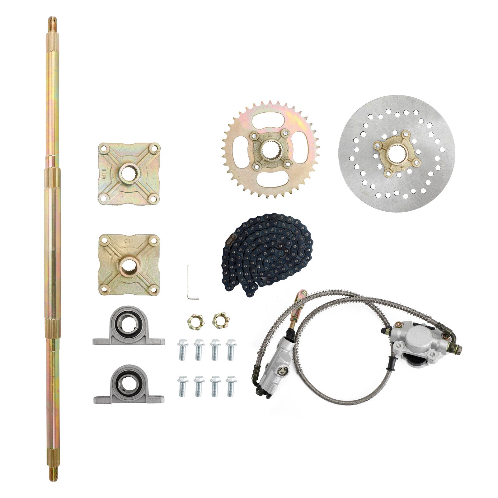 32" Rear Live Axle Kit with Sprocket, Brake & Wheel Hub – Replacement for ATV, Quad & Go Kart