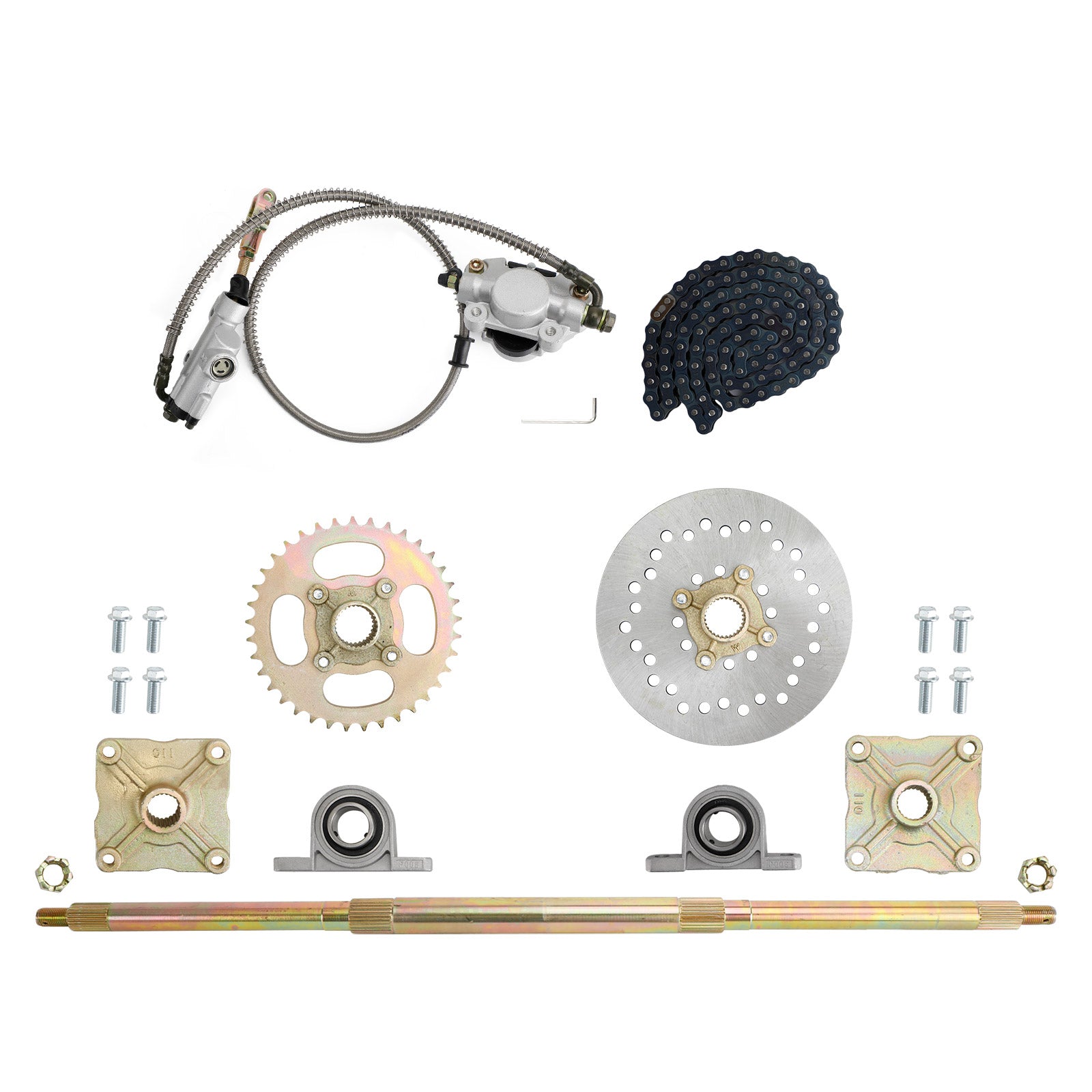 32" Rear Live Axle Kit with Sprocket, Brake & Wheel Hub – Replacement for ATV, Quad & Go Kart