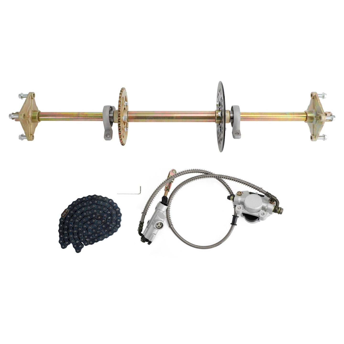 32" Rear Live Axle Kit with Sprocket, Brake & Wheel Hub – Replacement for ATV, Quad & Go Kart