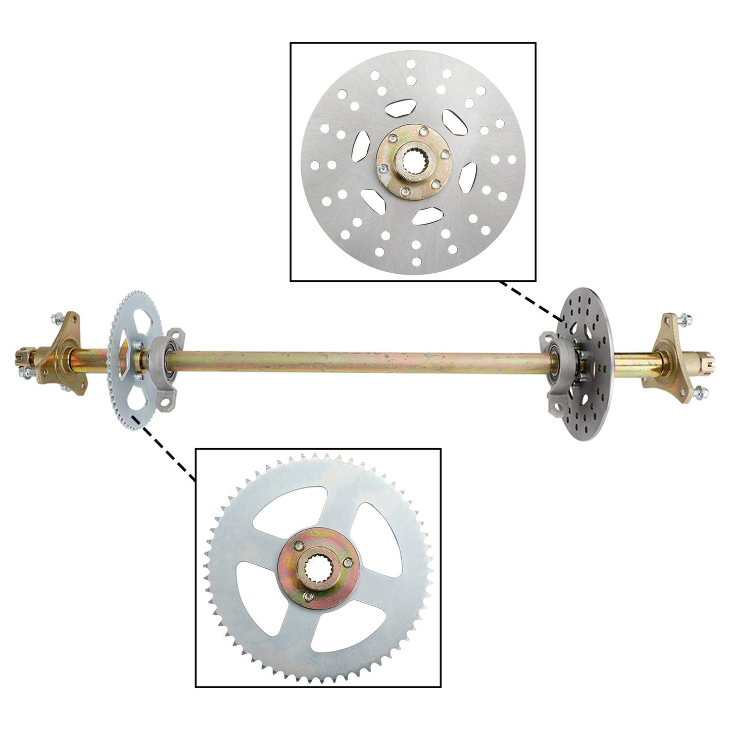 29 inch ATV Quad Go Kart Rear Live Axle Kit Sprocket Brake Hub