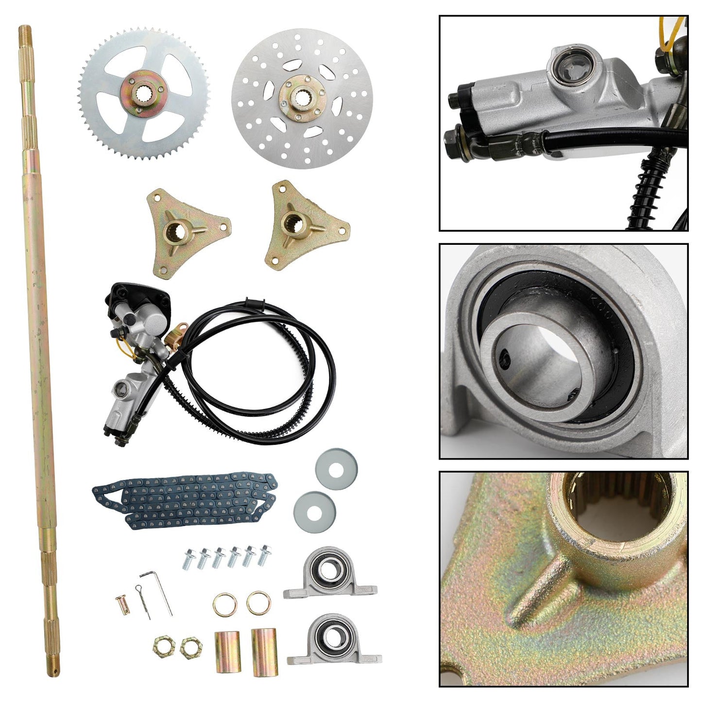 29 inch ATV Quad Go Kart Rear Live Axle Kit Sprocket Brake Hub