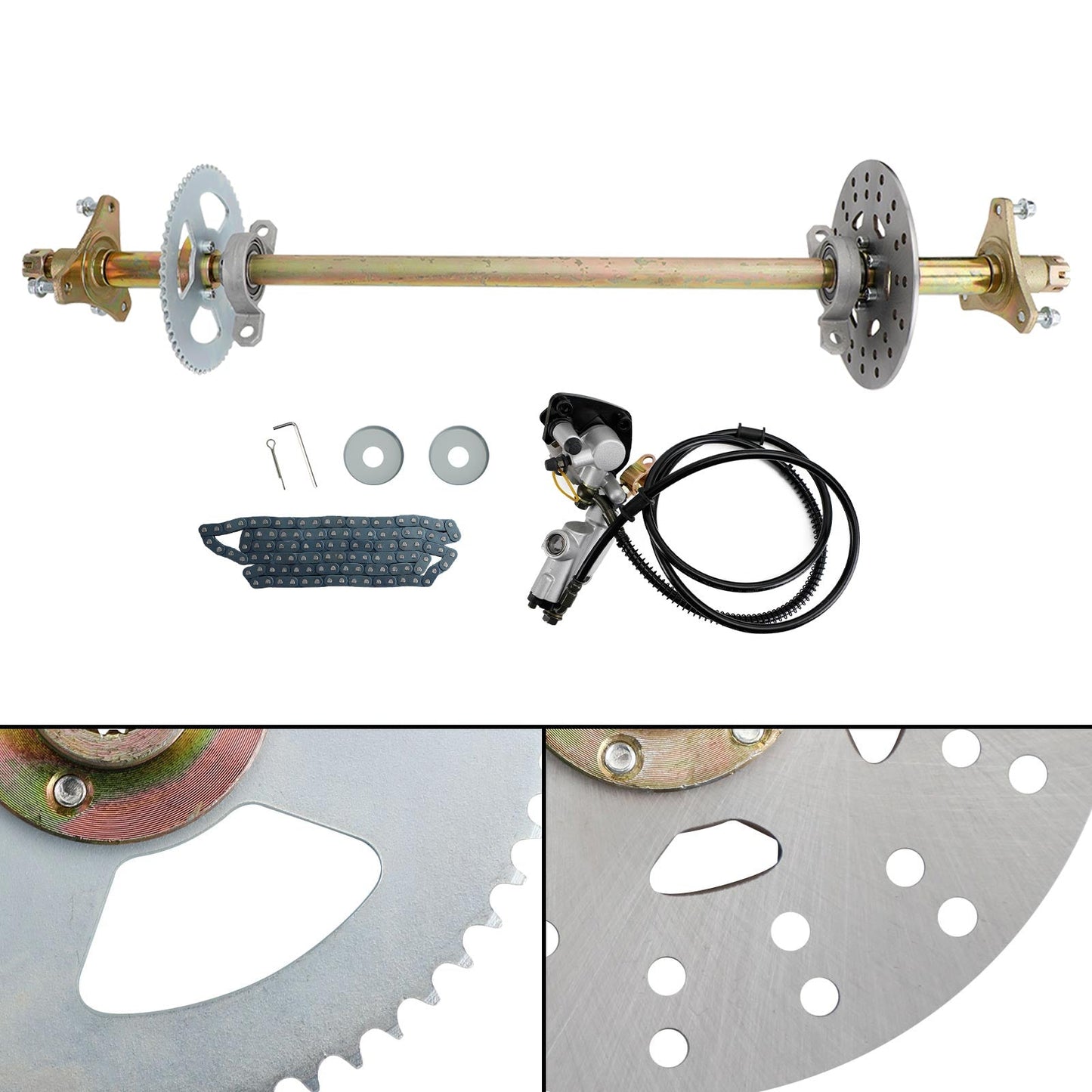 29 inch ATV Quad Go Kart Rear Live Axle Kit Sprocket Brake Hub