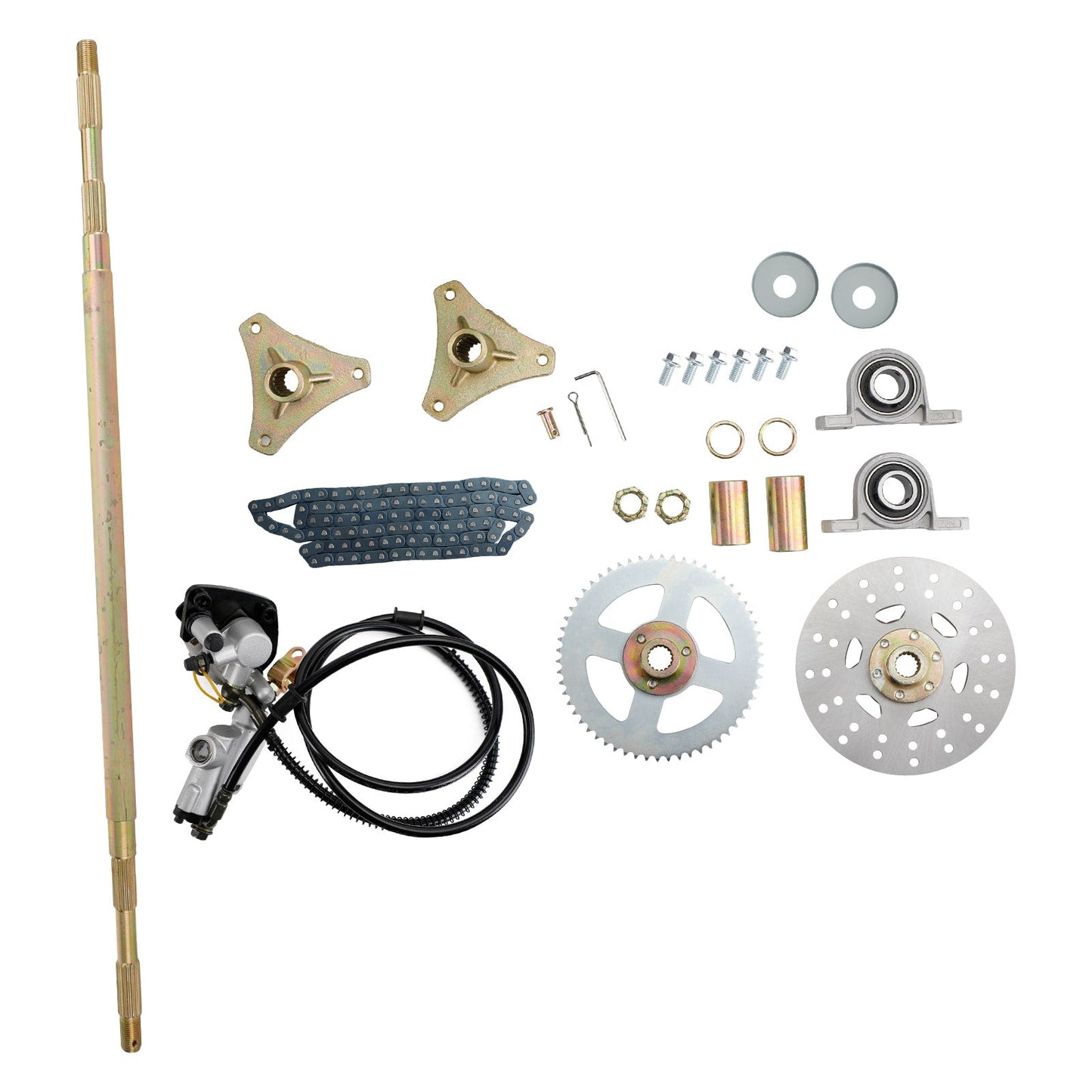 29 inch ATV Quad Go Kart Rear Live Axle Kit Sprocket Brake Hub