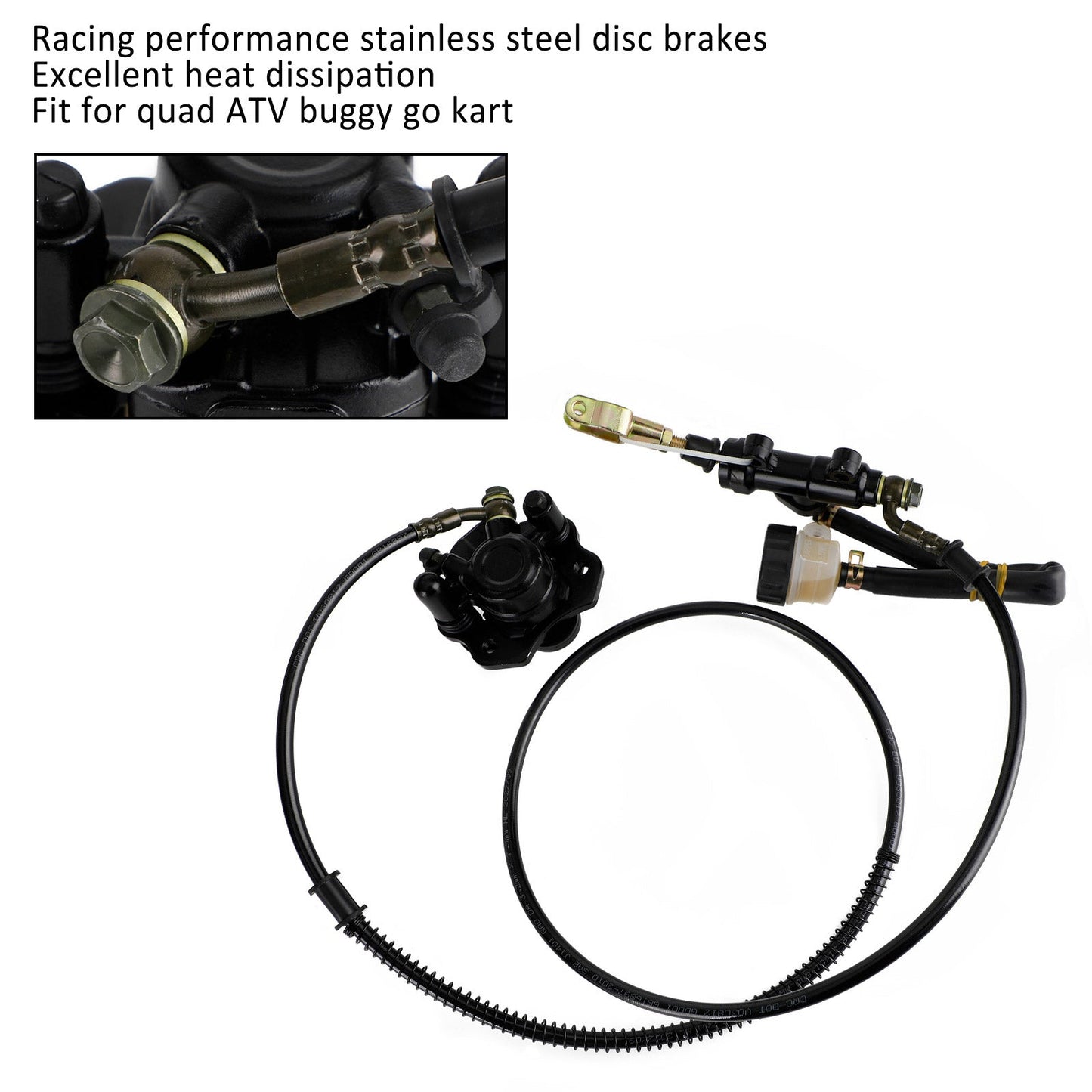 Universal Rear Hydraulic Brake Kit for Go Kart, Golf Cart, ATV – Complete Caliper & Master Cylinder