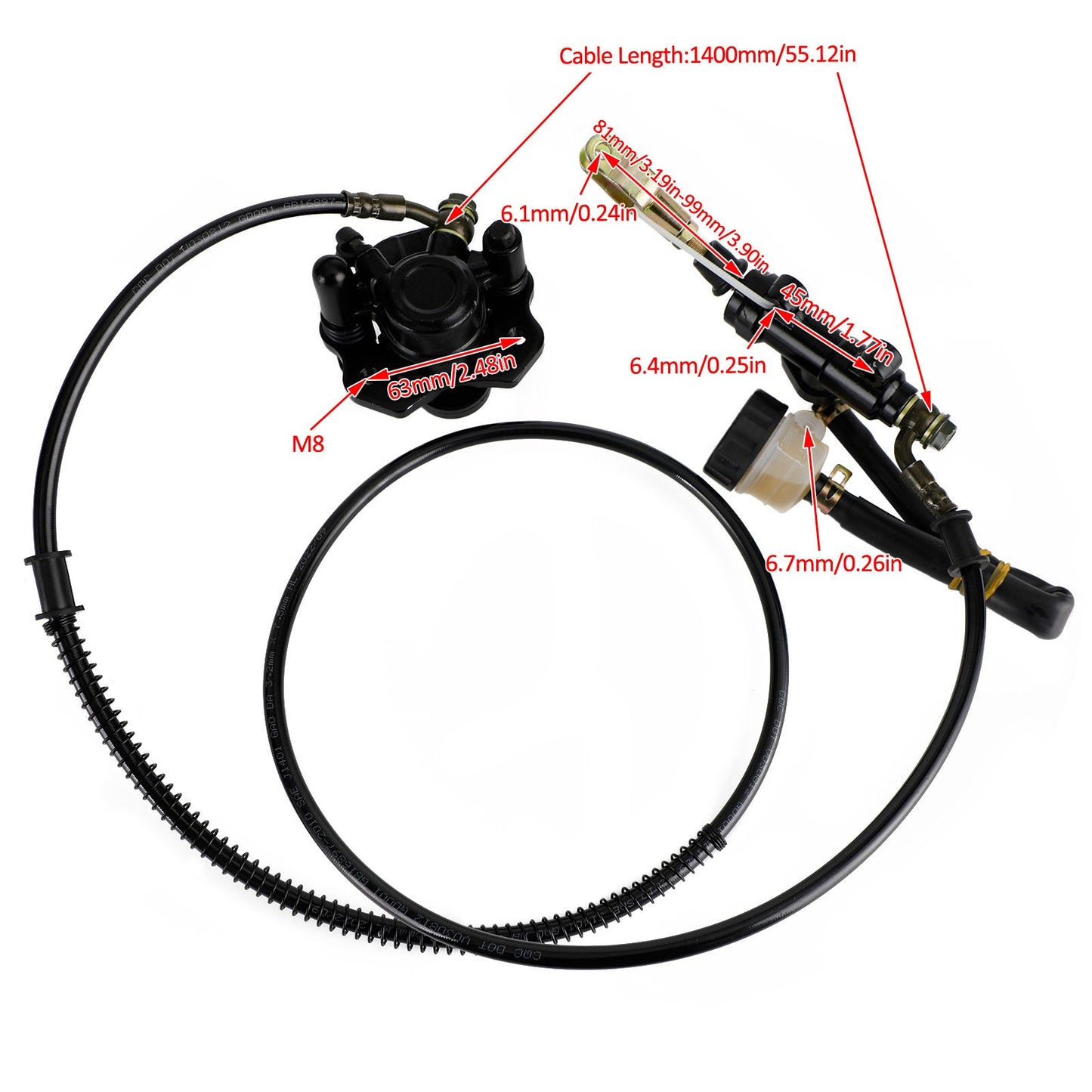 Universal Rear Hydraulic Brake Kit for Go Kart, Golf Cart, ATV – Complete Caliper & Master Cylinder