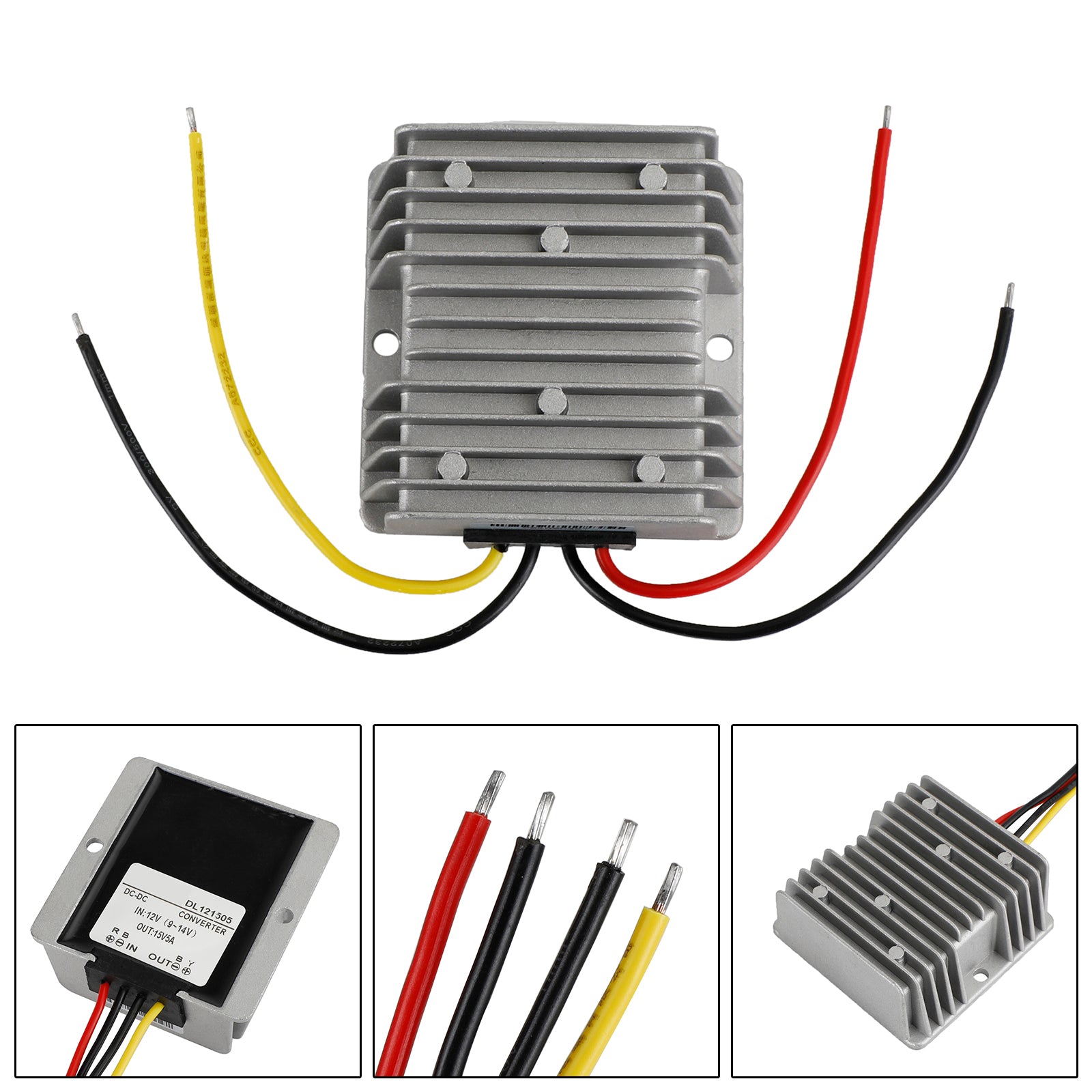 Waterproof DC/DC Converter Regulator 12V Step Up to 15V 5A 75W