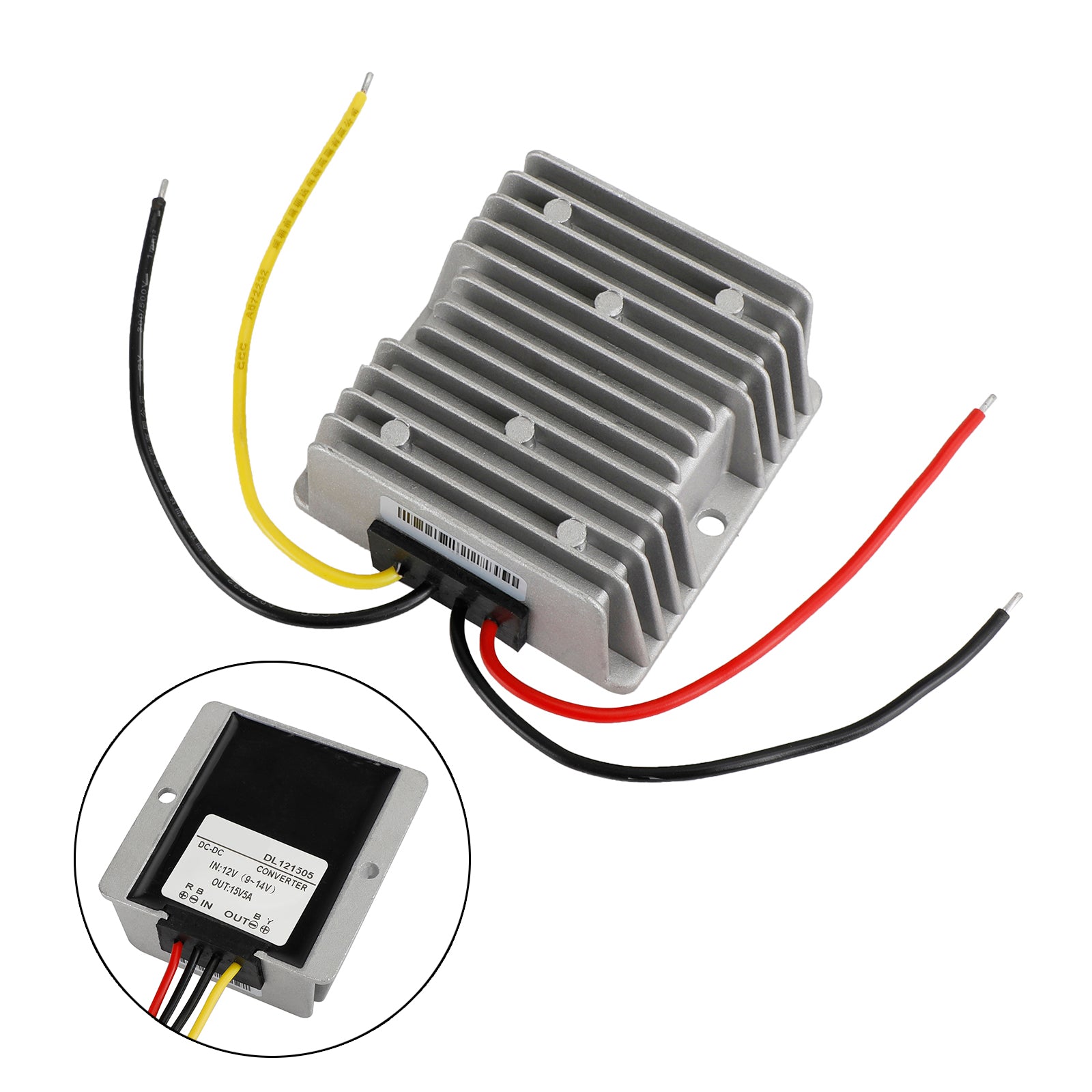 Waterproof DC/DC Converter Regulator 12V Step Up to 15V 5A 75W