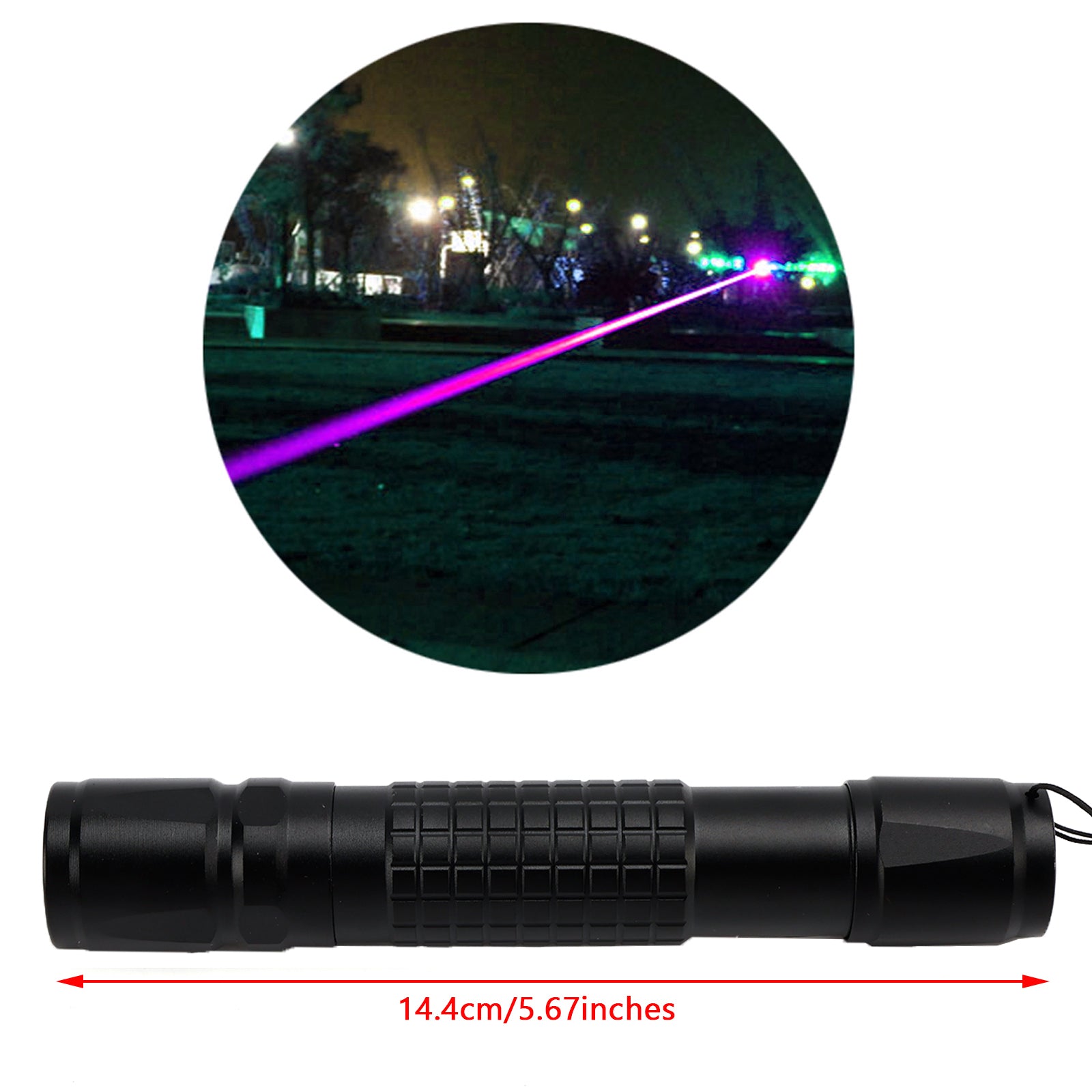 Portable 405nm Blue Purple Laser Pointer – 5mW Visible Beam Pen Light, 18650 Battery