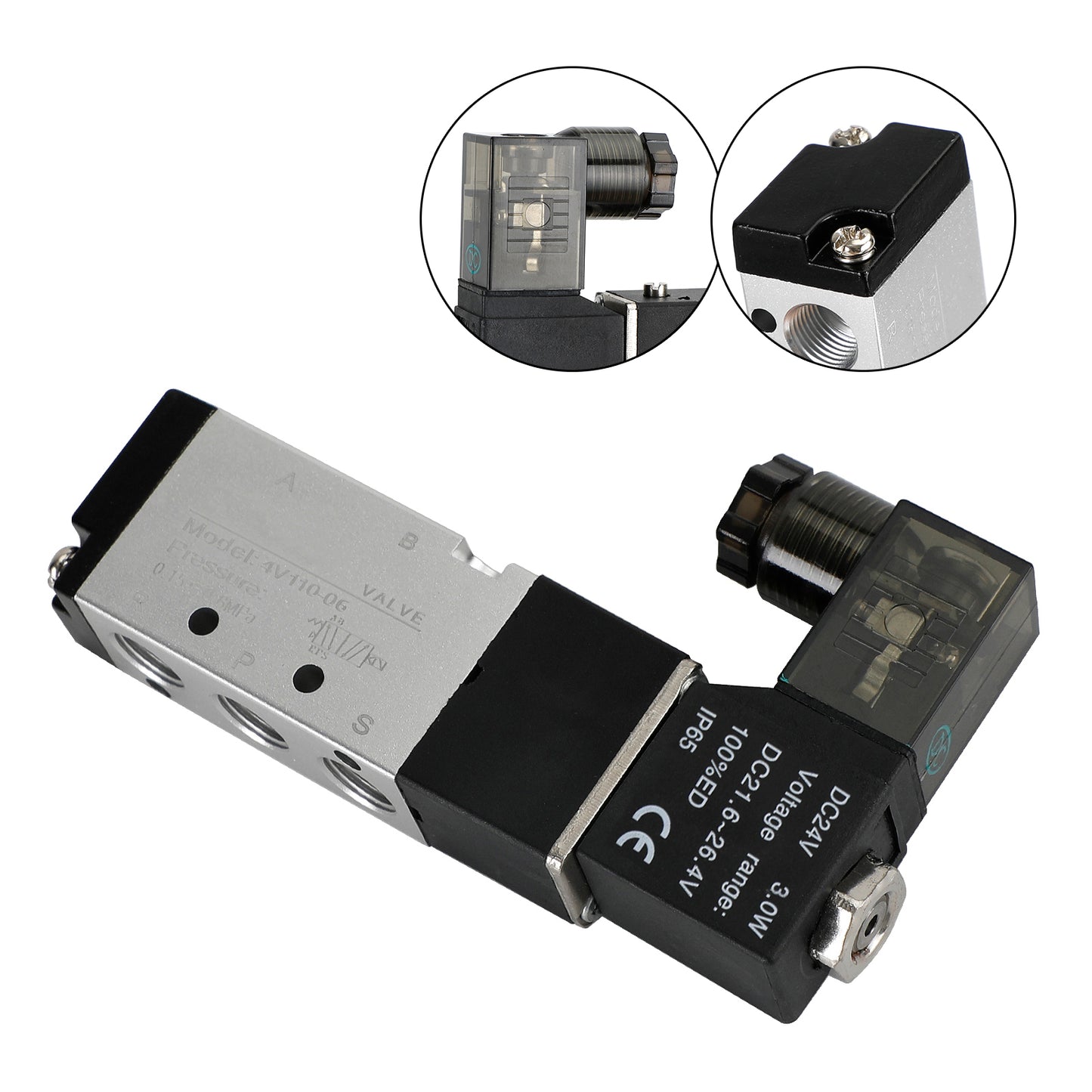 Pneumatic Electric Solenoid Air Valve 4V110-06 2 Position 5 Way PT 1/8", DC 24V