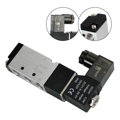 Pneumatic Electric Solenoid Air Valve 4V110-06 2 Position 5 Way PT 1/8", DC 24V