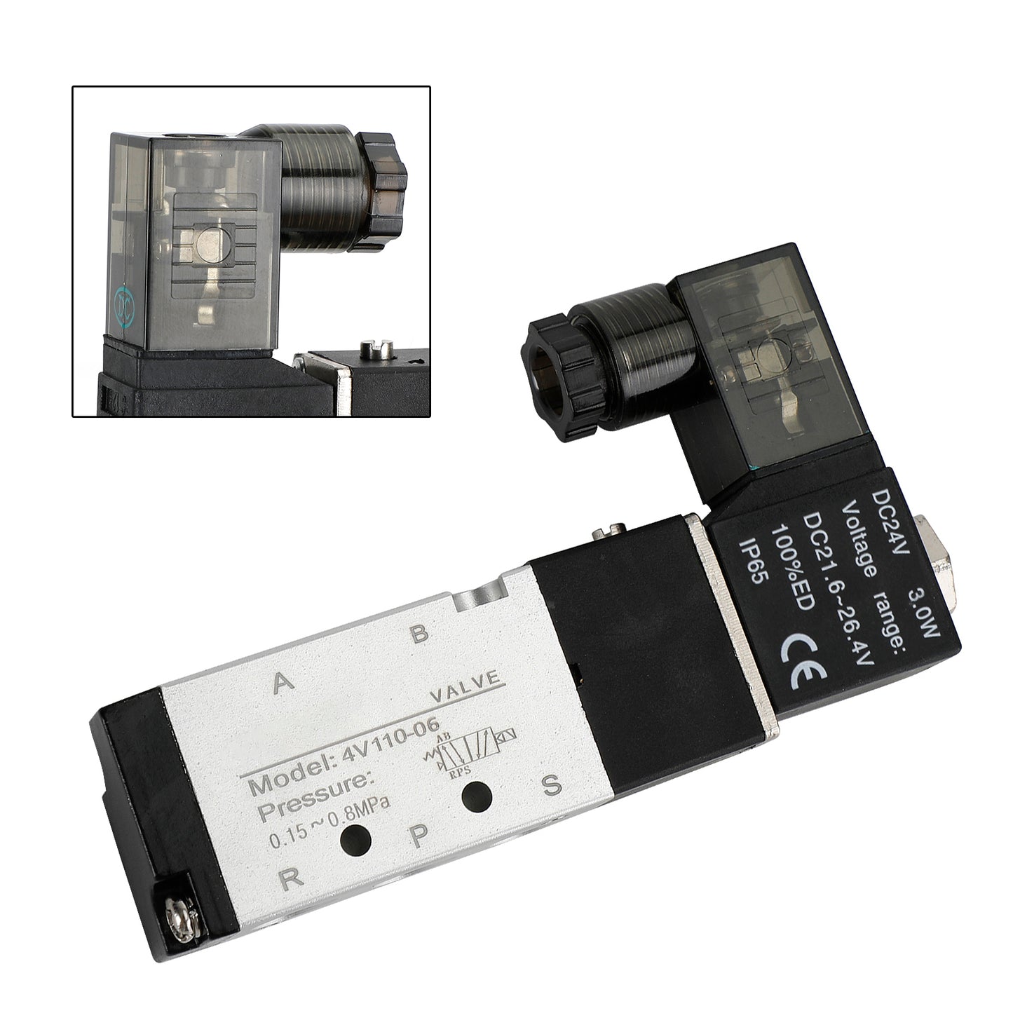 Pneumatic Electric Solenoid Air Valve 4V110-06 2 Position 5 Way PT 1/8", DC 24V