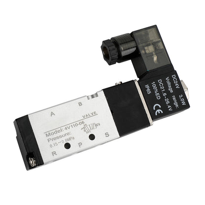 Pneumatic Electric Solenoid Air Valve 4V110-06 2 Position 5 Way PT 1/8", DC 24V