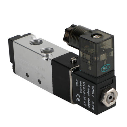 Pneumatic Electric Solenoid Air Valve 4V110-06 2 Position 5 Way PT 1/8", DC 24V