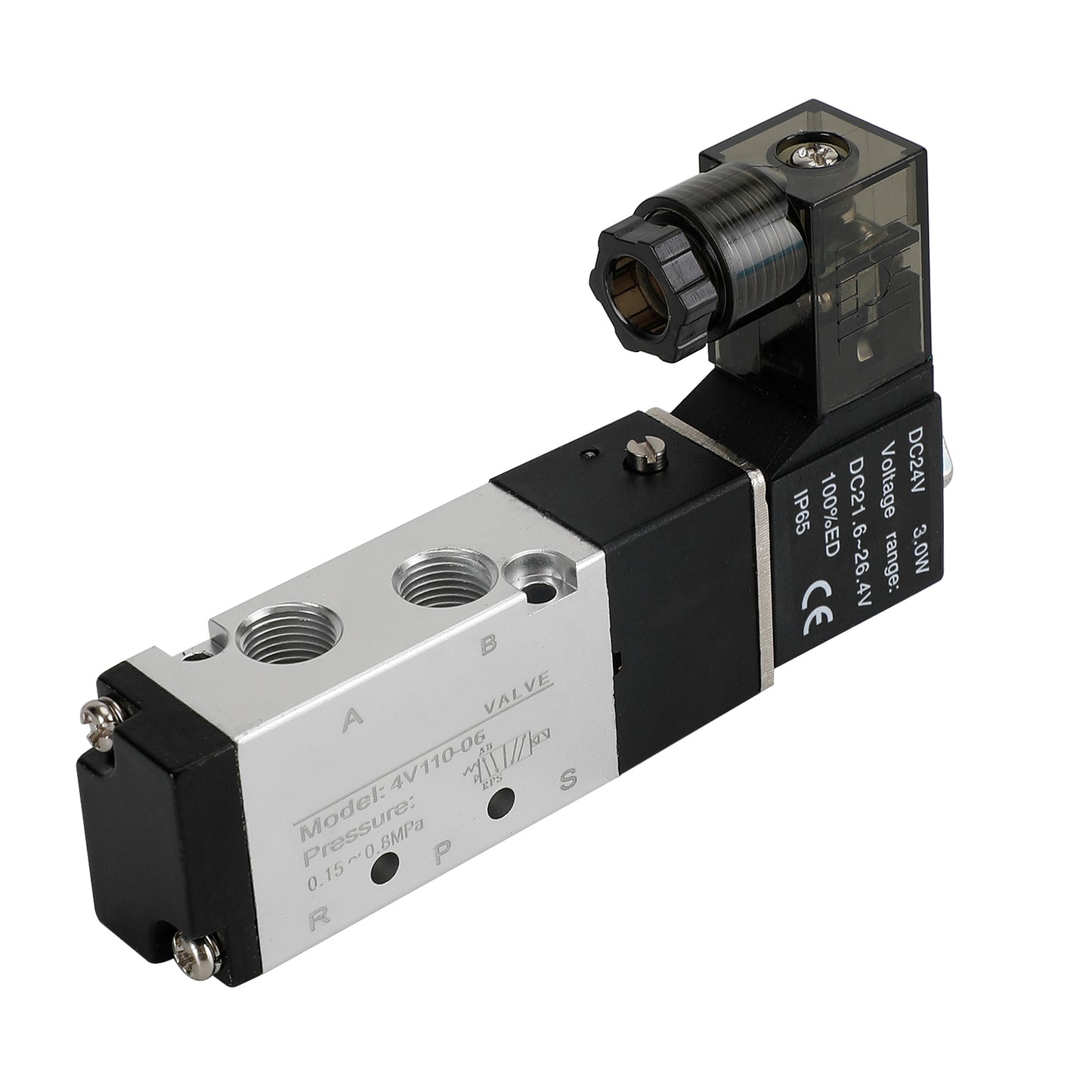 Pneumatic Electric Solenoid Air Valve 4V110-06 2 Position 5 Way PT 1/8", DC 24V