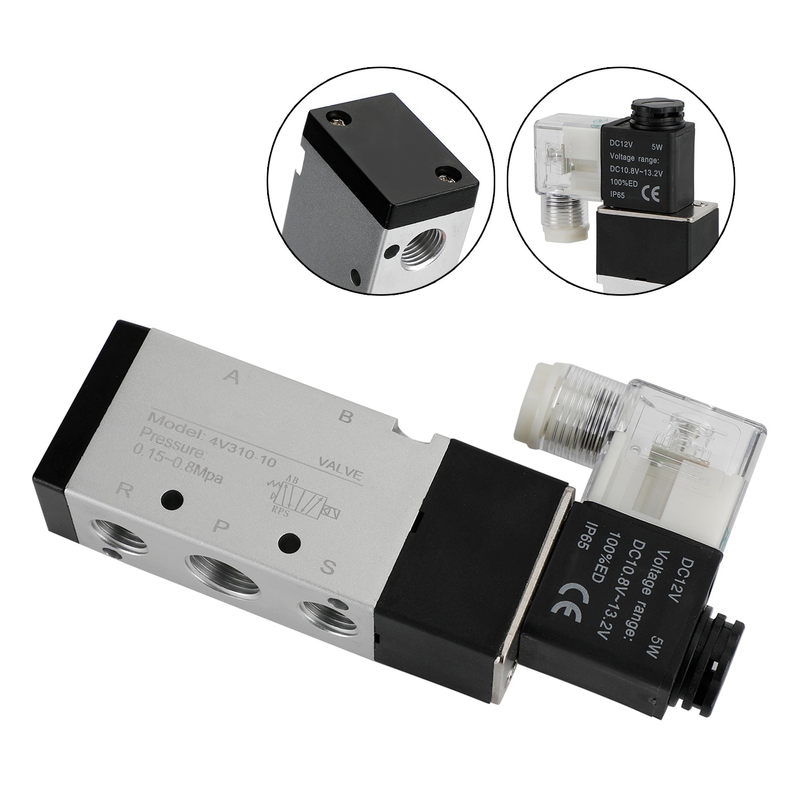 Pneumatic Electric Solenoid Air Valve 4V310-10 2 Position 5 Way PT 3/8", DC 12V
