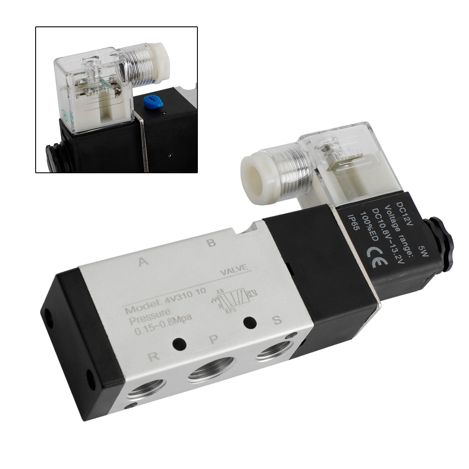 Pneumatic Electric Solenoid Air Valve 4V310-10 2 Position 5 Way PT 3/8", DC 12V