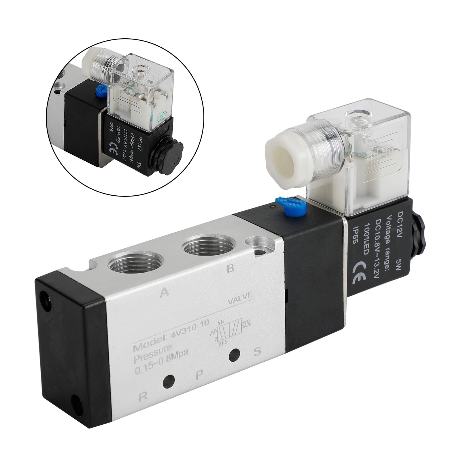 Pneumatic Electric Solenoid Air Valve 4V310-10 2 Position 5 Way PT 3/8", DC 12V