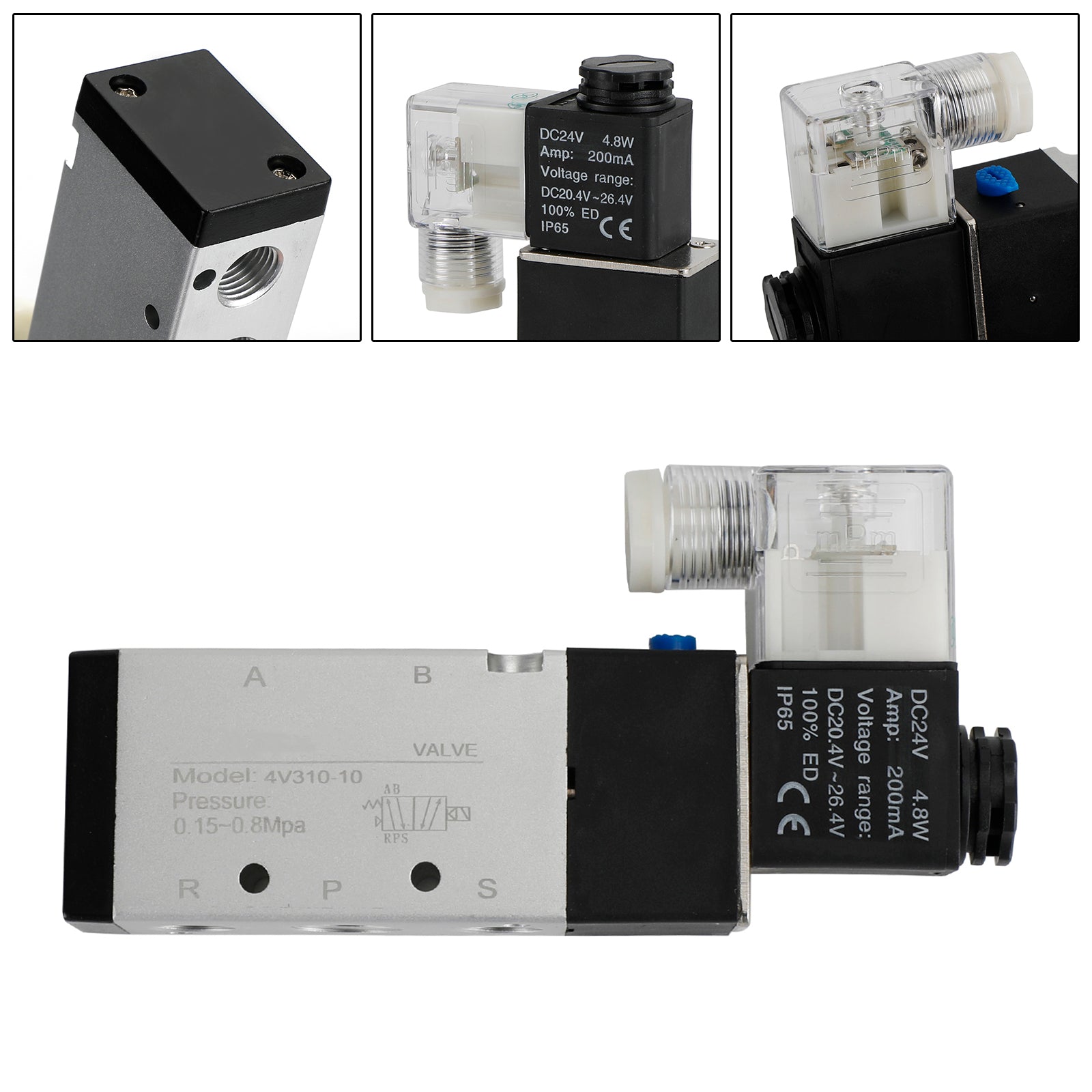 Pneumatic Electric Solenoid Air Valve 4V310-10 2 Position 5 Way PT 3/8", DC 24V