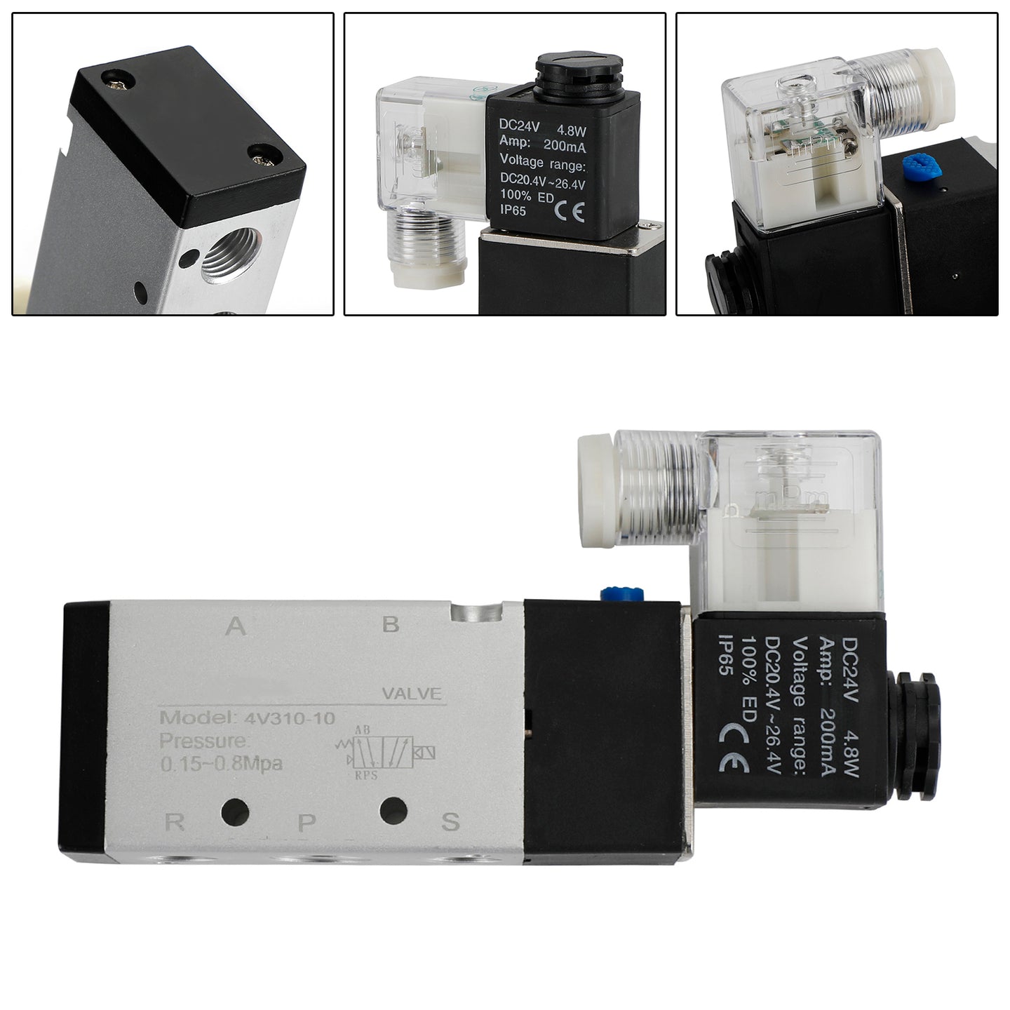Pneumatic Electric Solenoid Air Valve 4V310-10 2 Position 5 Way PT 3/8", DC 24V