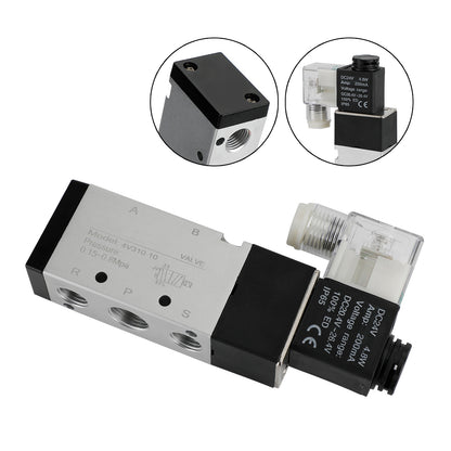 Pneumatic Electric Solenoid Air Valve 4V310-10 2 Position 5 Way PT 3/8", DC 24V