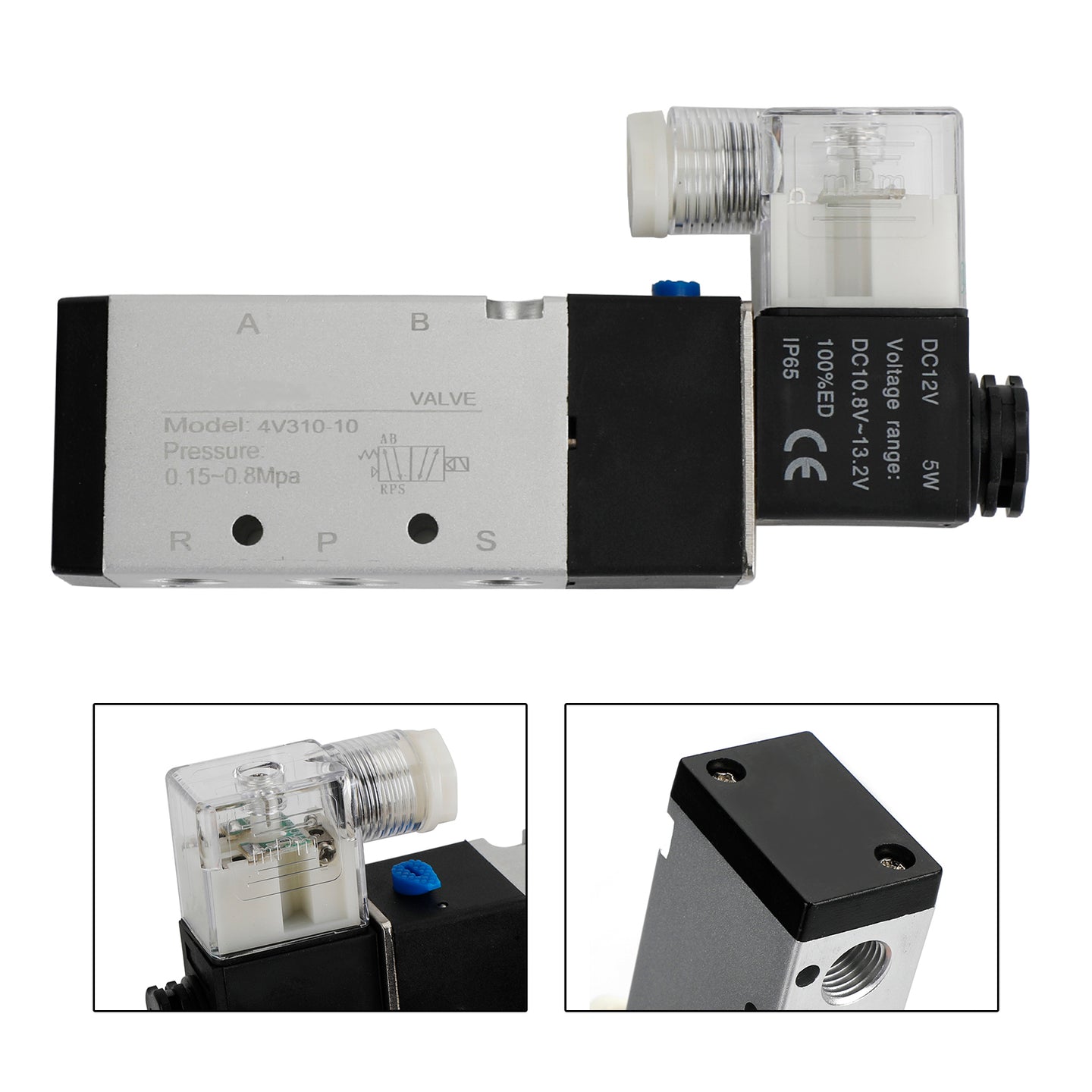 Pneumatic Electric Solenoid Air Valve 4V310-10 2 Position 5 Way PT 3/8", DC 24V