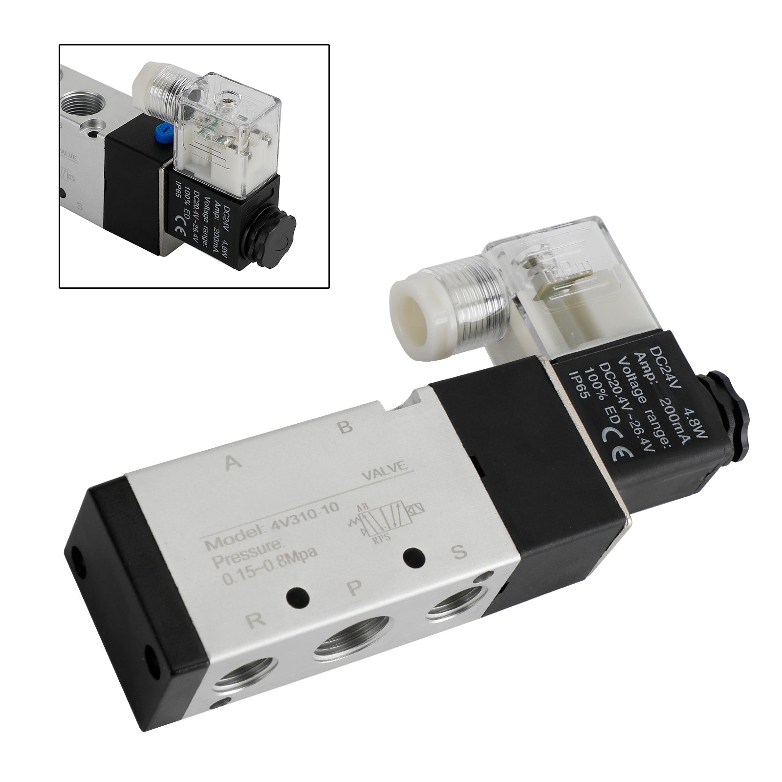 Pneumatic Electric Solenoid Air Valve 4V310-10 2 Position 5 Way PT 3/8", DC 24V