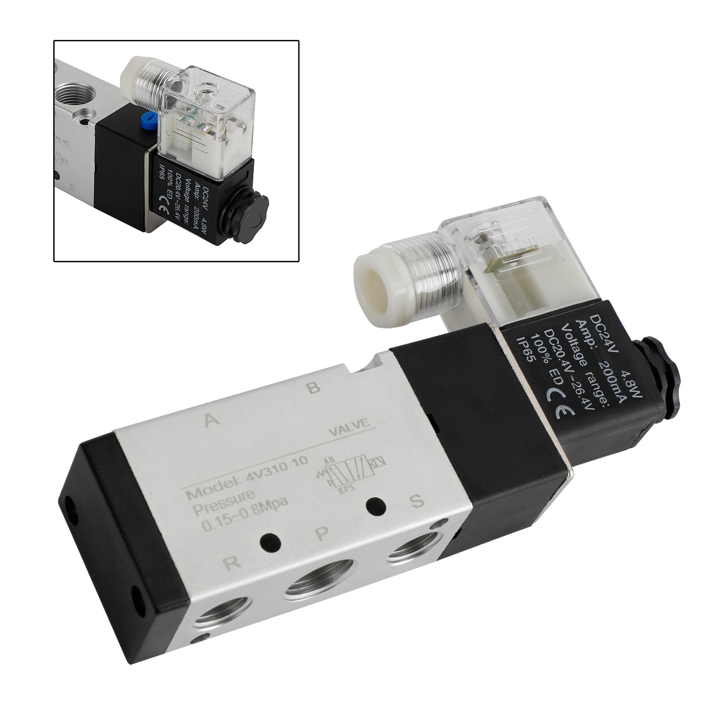 Pneumatic Electric Solenoid Air Valve 4V310-10 2 Position 5 Way PT 3/8", DC 24V