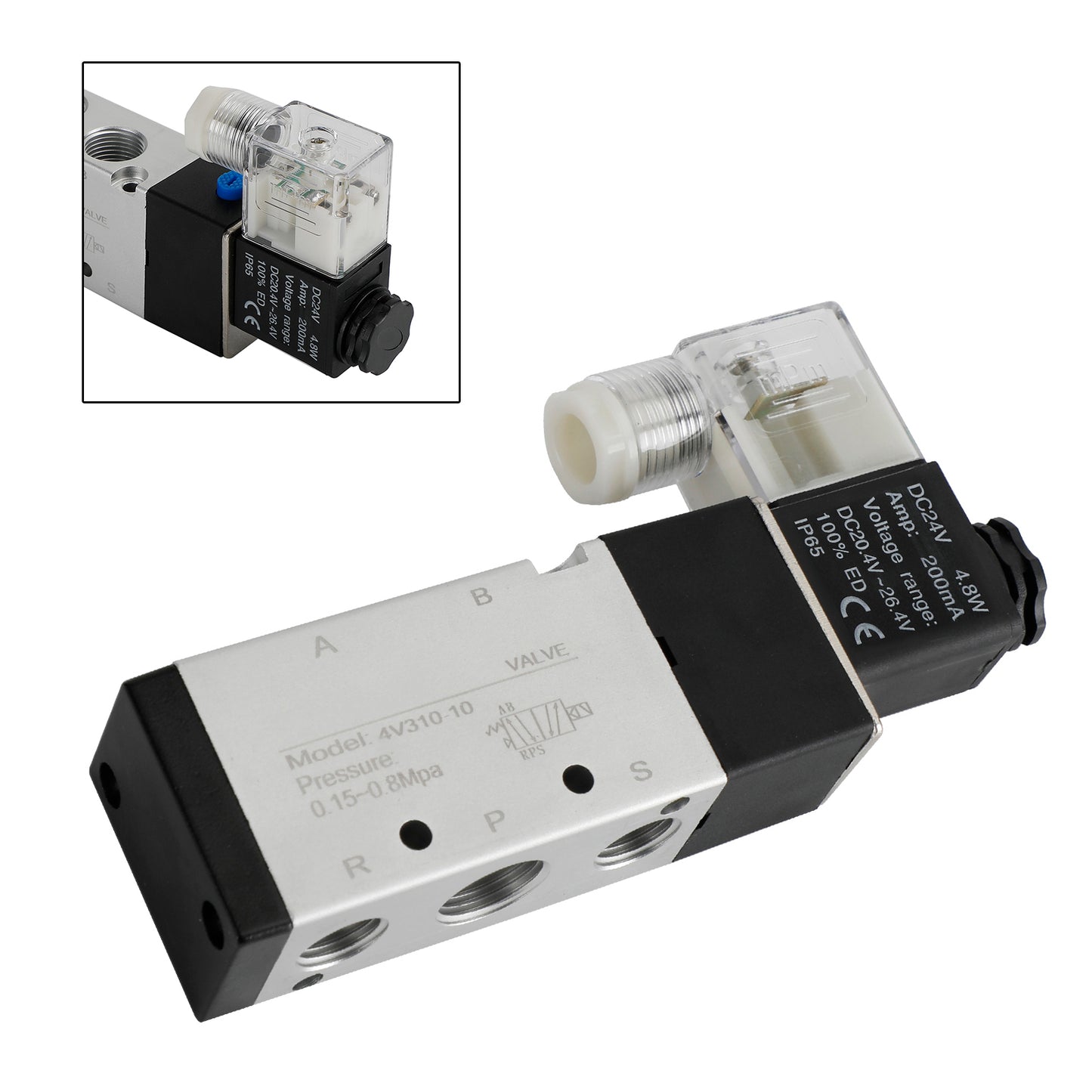 Pneumatic Electric Solenoid Air Valve 4V310-10 2 Position 5 Way PT 3/8", DC 24V