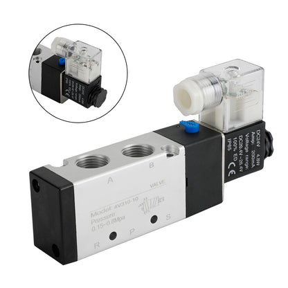 Pneumatic Electric Solenoid Air Valve 4V310-10 2 Position 5 Way PT 3/8", DC 24V