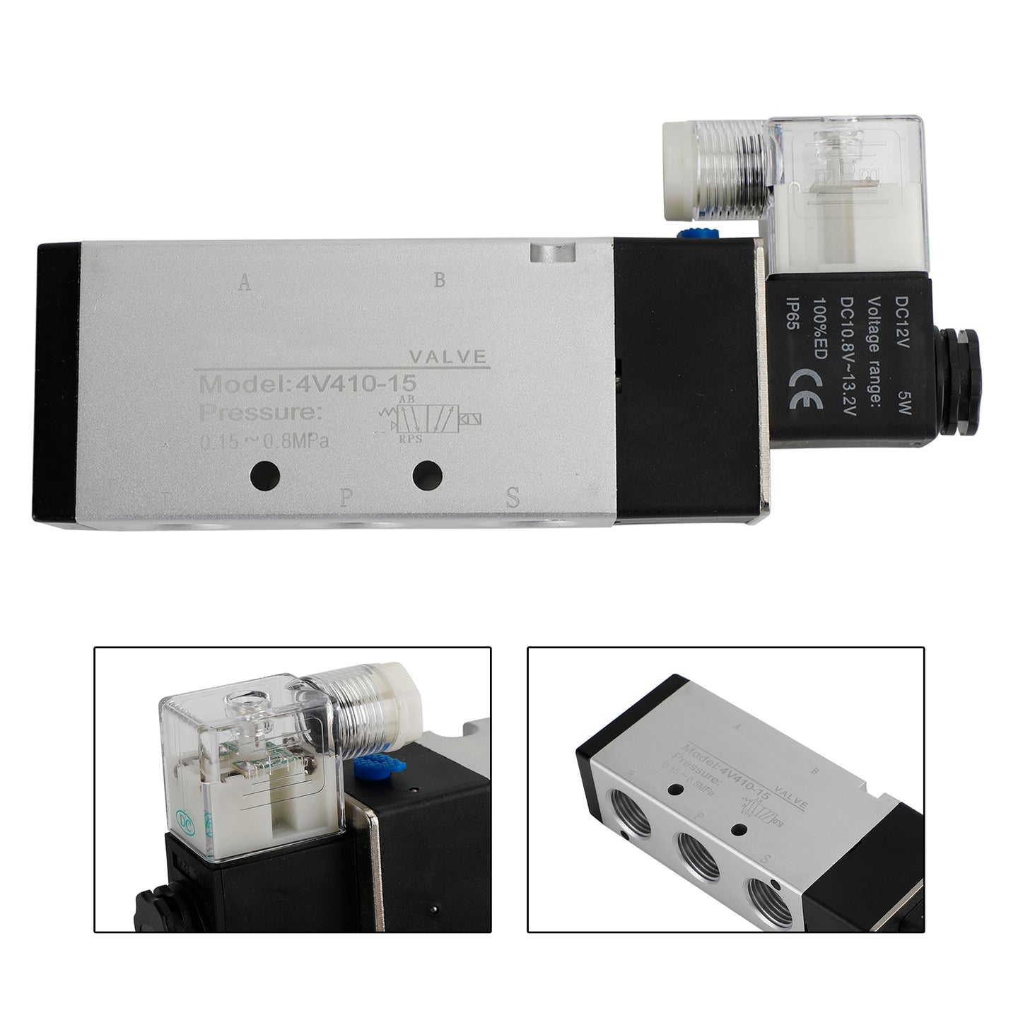 Pneumatic Electric Solenoid Air Valve 4V310-10 DC 12V 2 Position 5 Way PT 1/2"