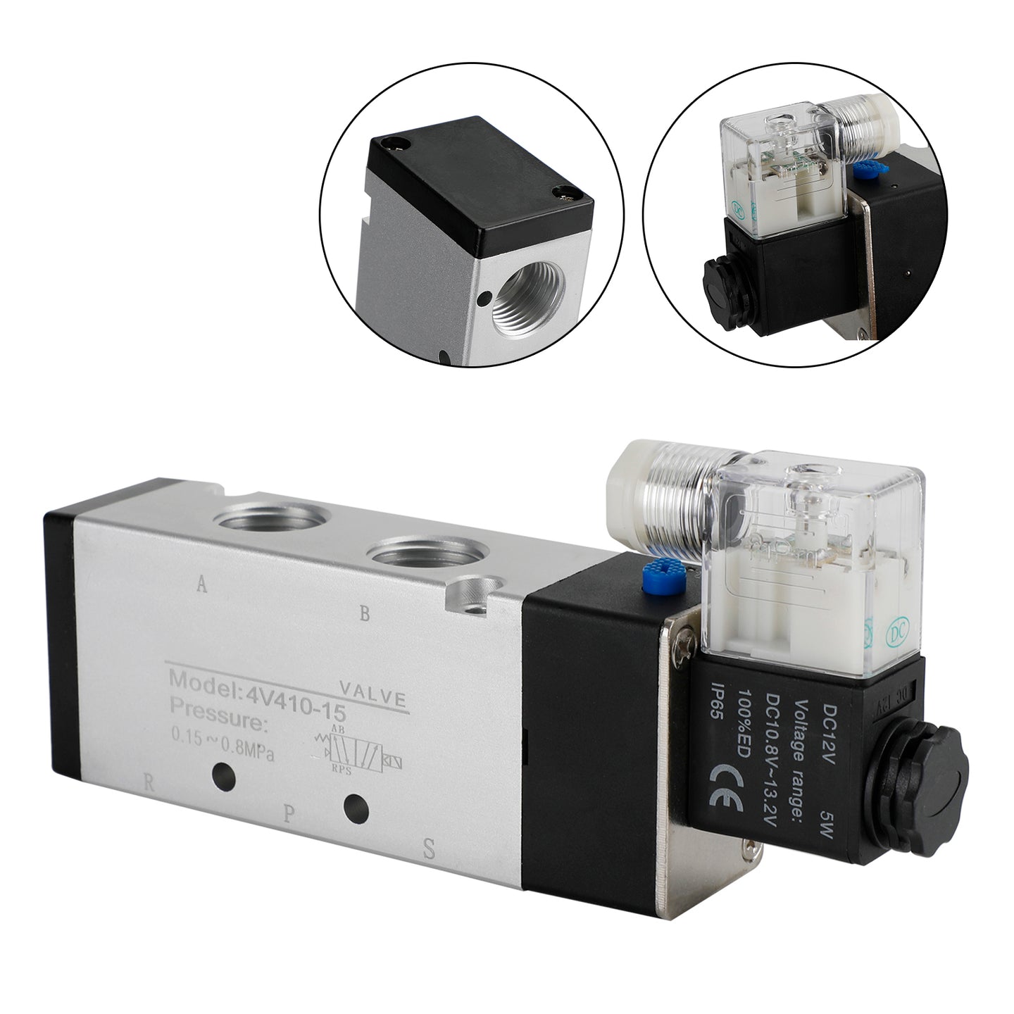 Pneumatic Electric Solenoid Air Valve 4V310-10 DC 12V 2 Position 5 Way PT 1/2"