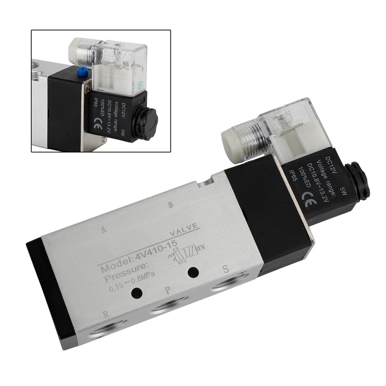Pneumatic Electric Solenoid Air Valve 4V310-10 DC 12V 2 Position 5 Way PT 1/2"