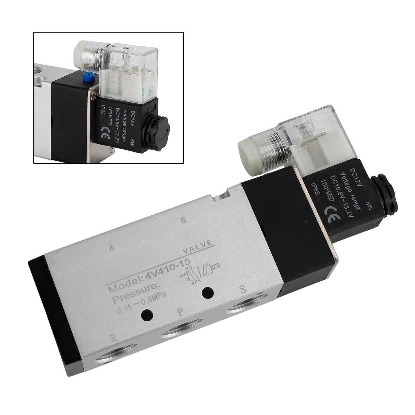 Pneumatic Electric Solenoid Air Valve 4V310-10 DC 12V 2 Position 5 Way PT 1/2"